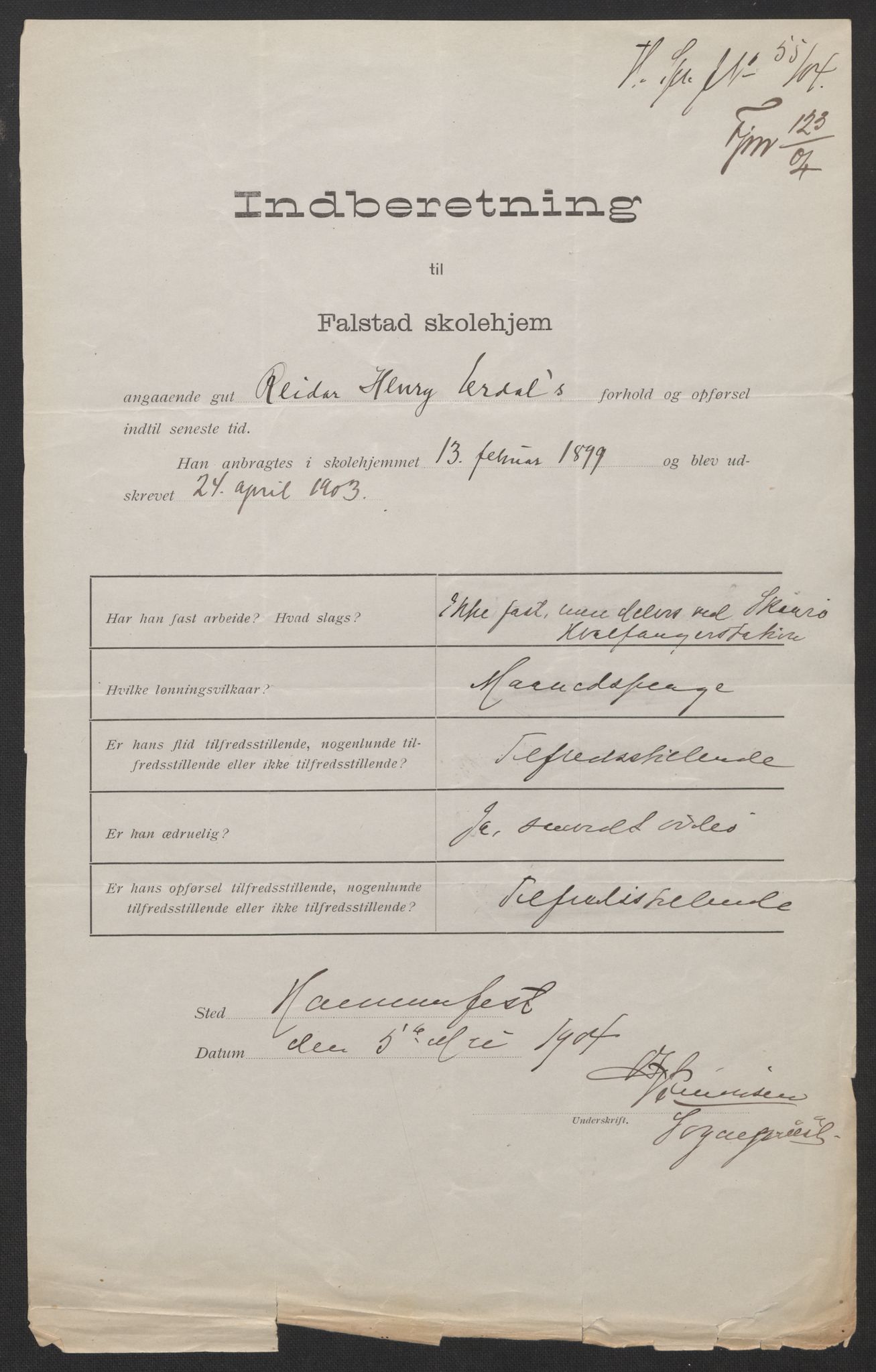 Falstad skolehjem, AV/RA-S-1676/E/Eb/L0002: Elevmapper løpenr. 42-61, 1898-1907, s. 308