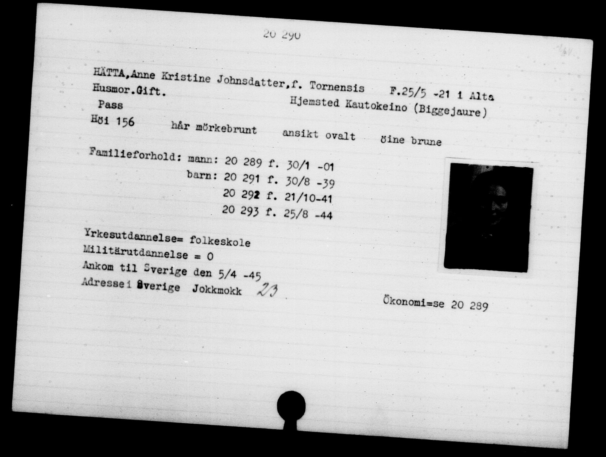 Den Kgl. Norske Legasjons Flyktningskontor, RA/S-6753/V/Va/L0009: Kjesäterkartoteket.  Flyktningenr. 18502-22048, 1940-1945, s. 1957