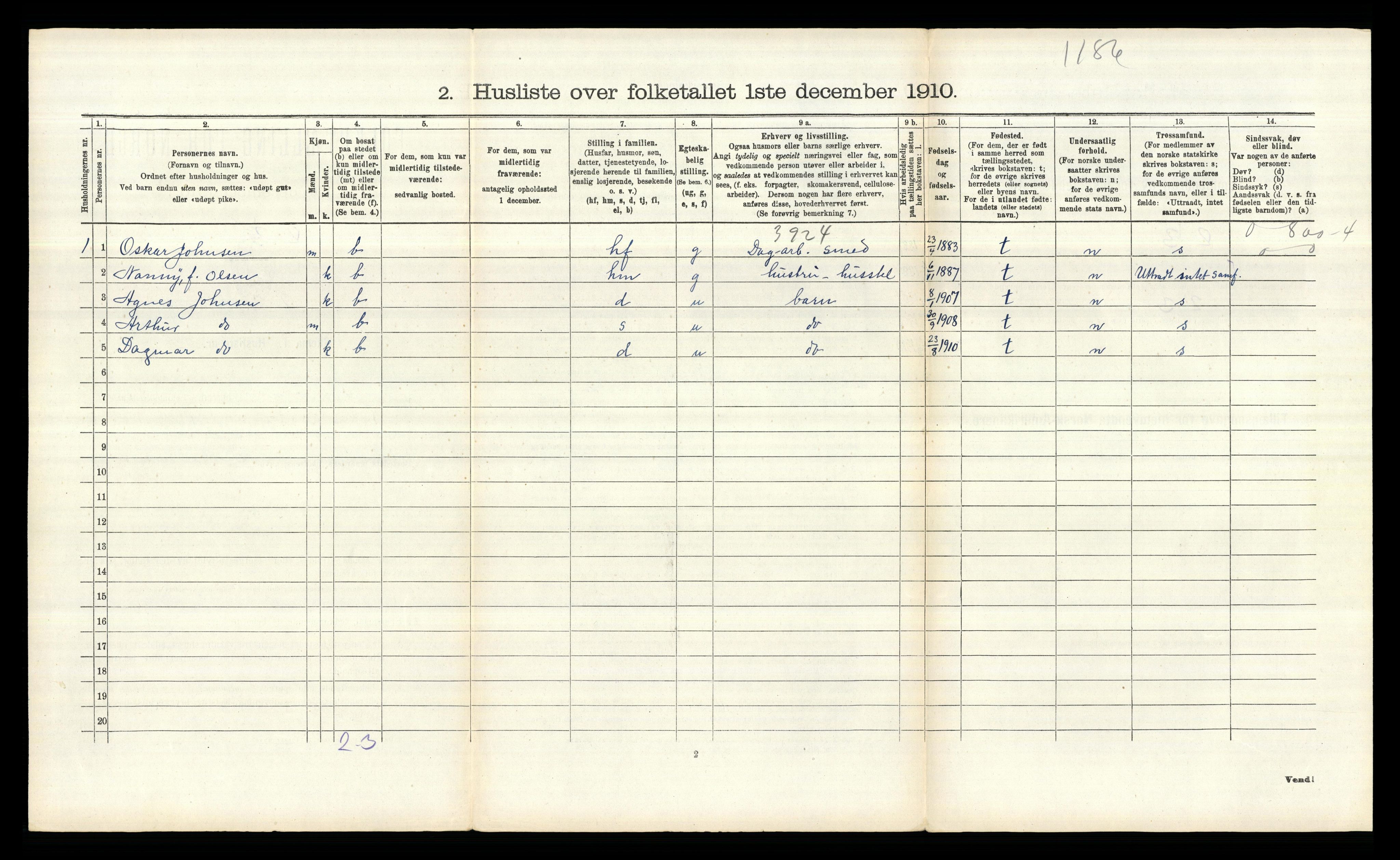 RA, Folketelling 1910 for 0219 Bærum herred, 1910, s. 2914