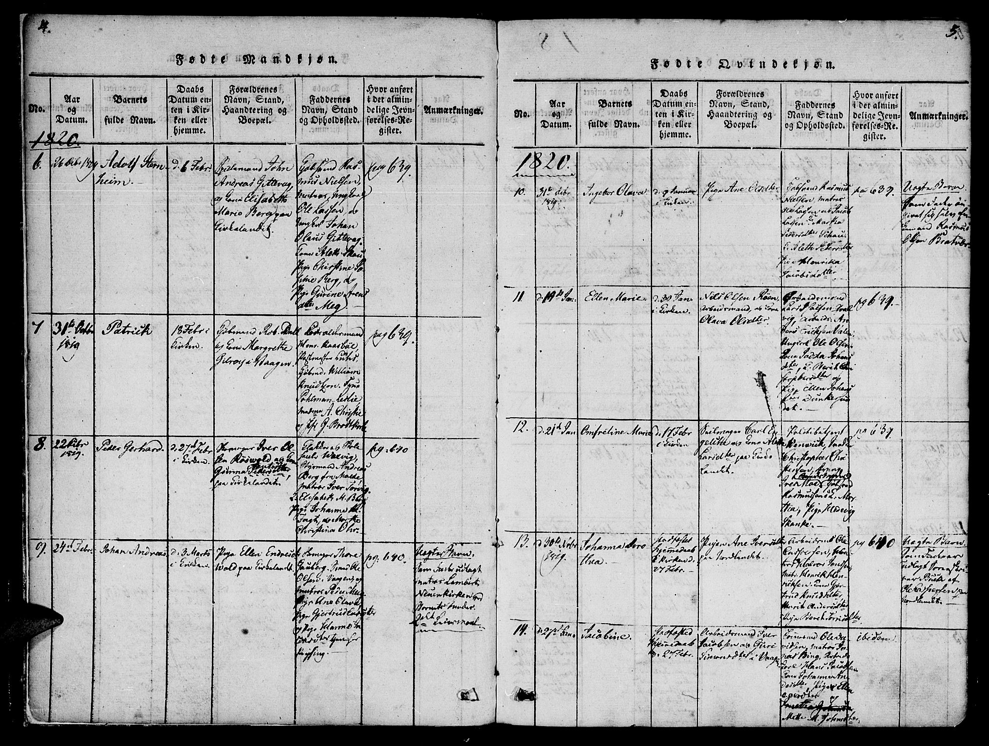 Ministerialprotokoller, klokkerbøker og fødselsregistre - Møre og Romsdal, AV/SAT-A-1454/572/L0842: Ministerialbok nr. 572A05, 1819-1832, s. 4-5