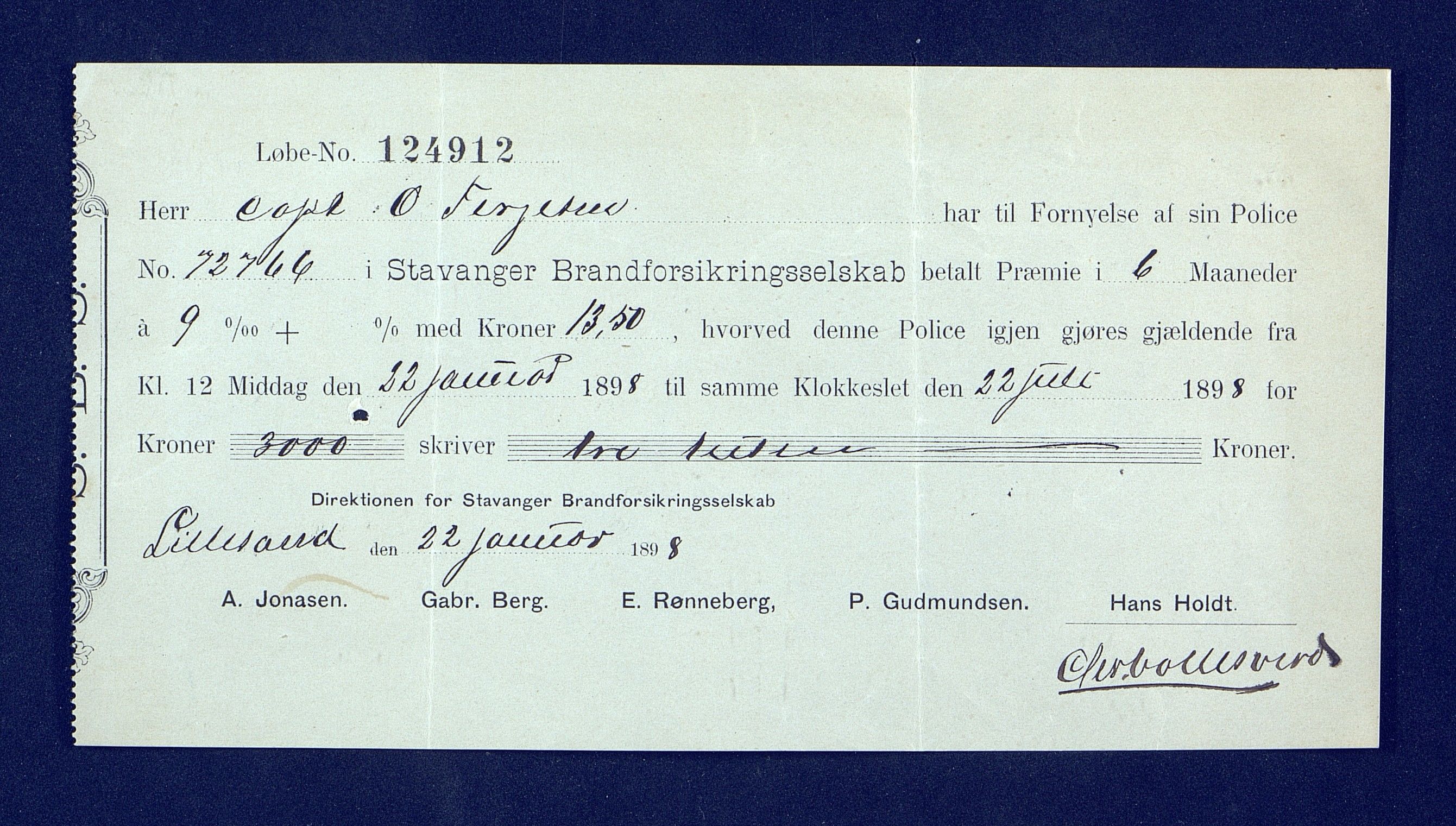 O. Terjesens rederi, AAKS/PA-2525/R/R02/L0001: Regnskapsbilag, 1884-1898