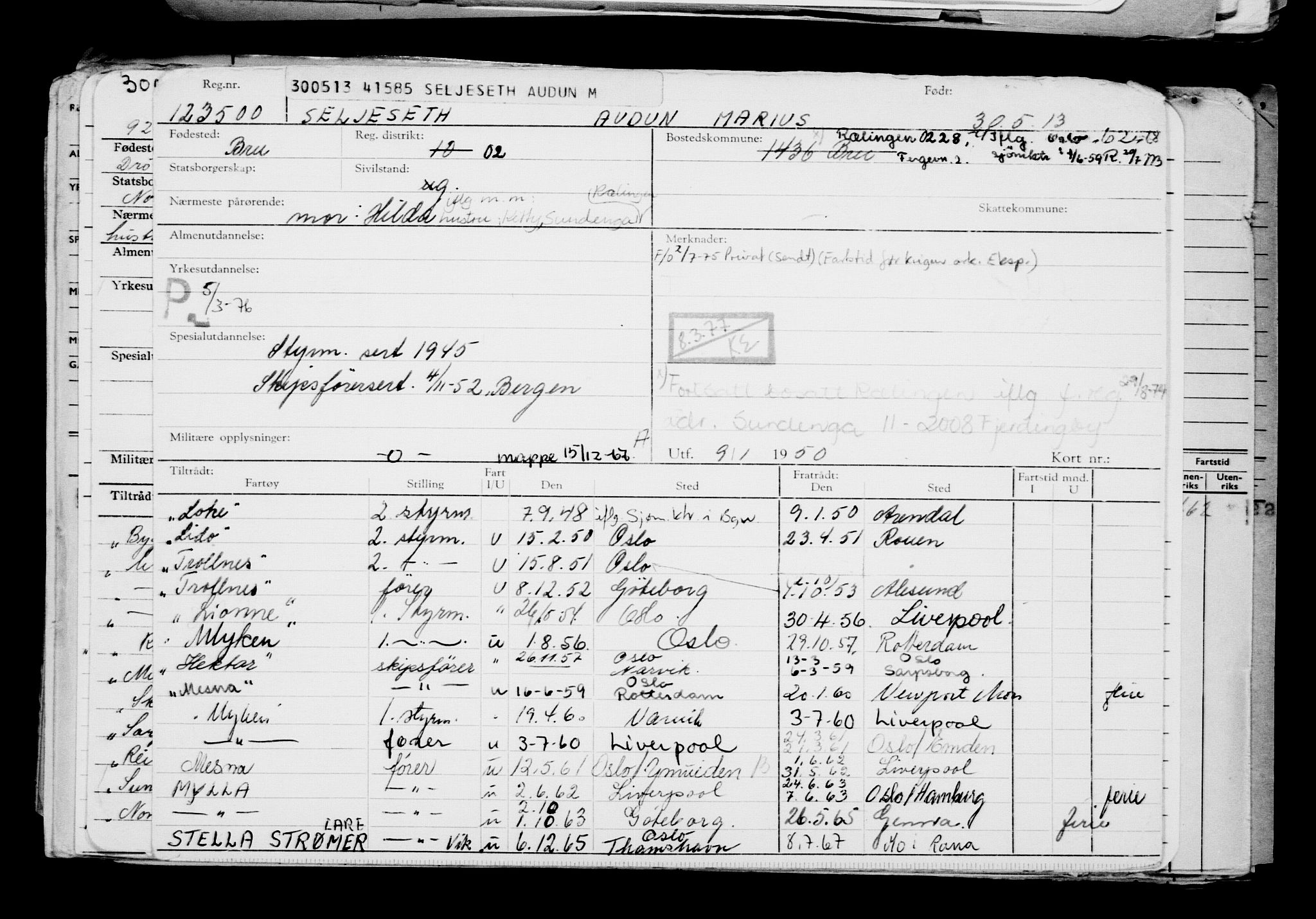 Direktoratet for sjømenn, AV/RA-S-3545/G/Gb/L0112: Hovedkort, 1913, s. 931