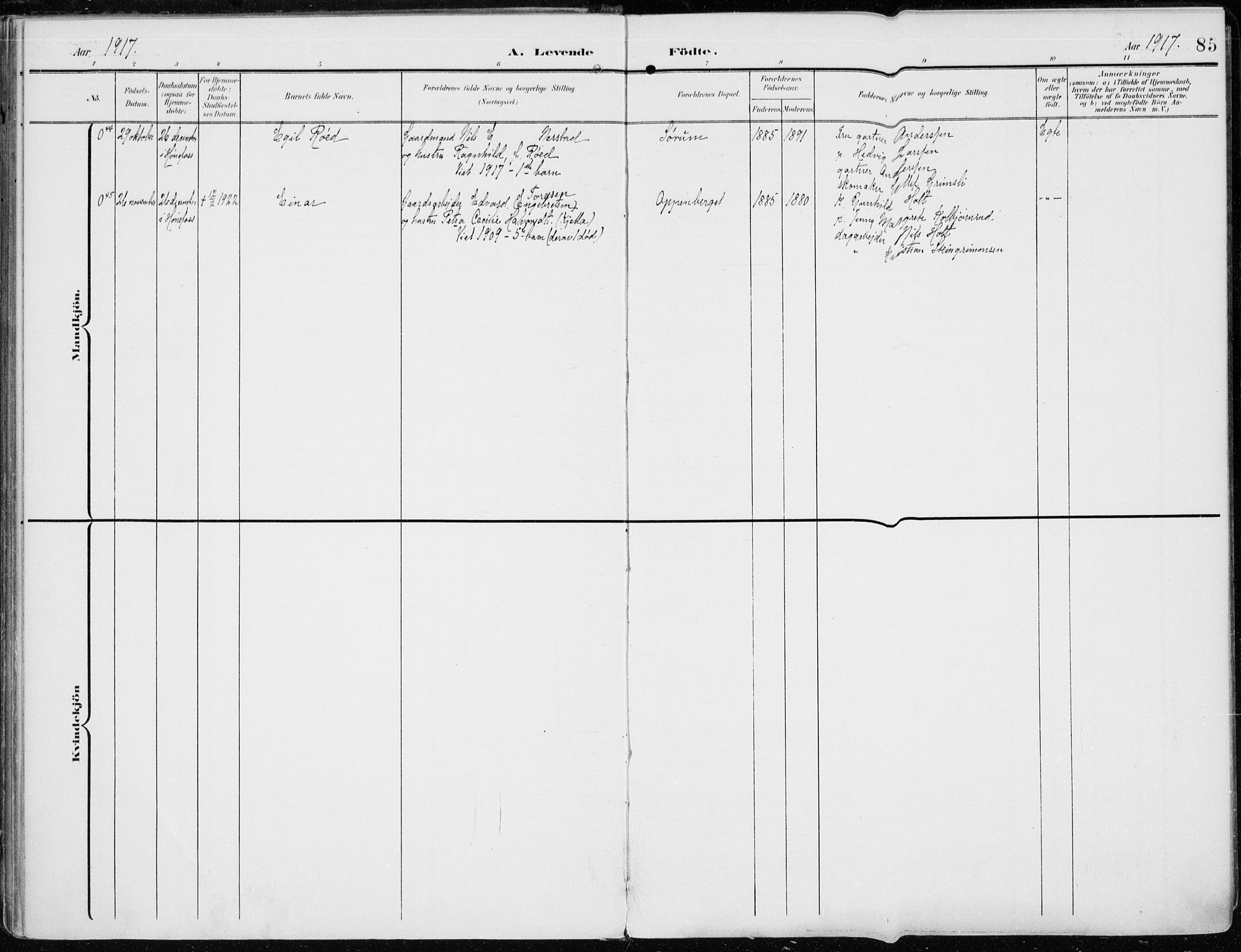 Norderhov kirkebøker, AV/SAKO-A-237/F/Fa/L0017: Ministerialbok nr. 17, 1903-1919, s. 85