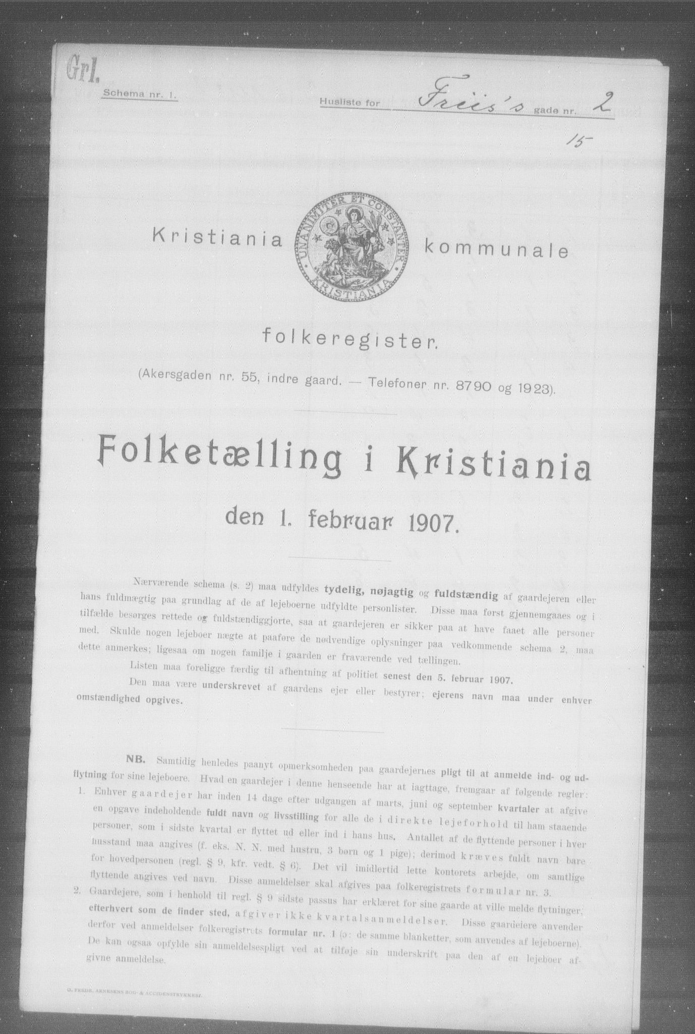 OBA, Kommunal folketelling 1.2.1907 for Kristiania kjøpstad, 1907, s. 13605