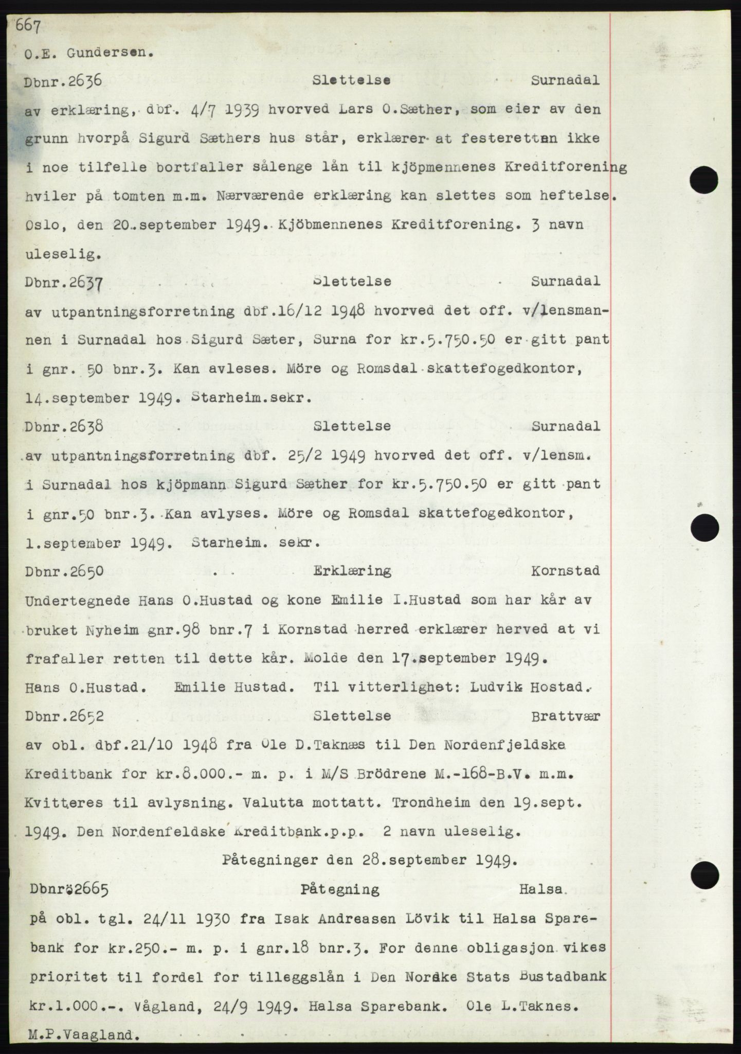 Nordmøre sorenskriveri, SAT/A-4132/1/2/2Ca: Pantebok nr. C82b, 1946-1951, Dagboknr: 2636/1949