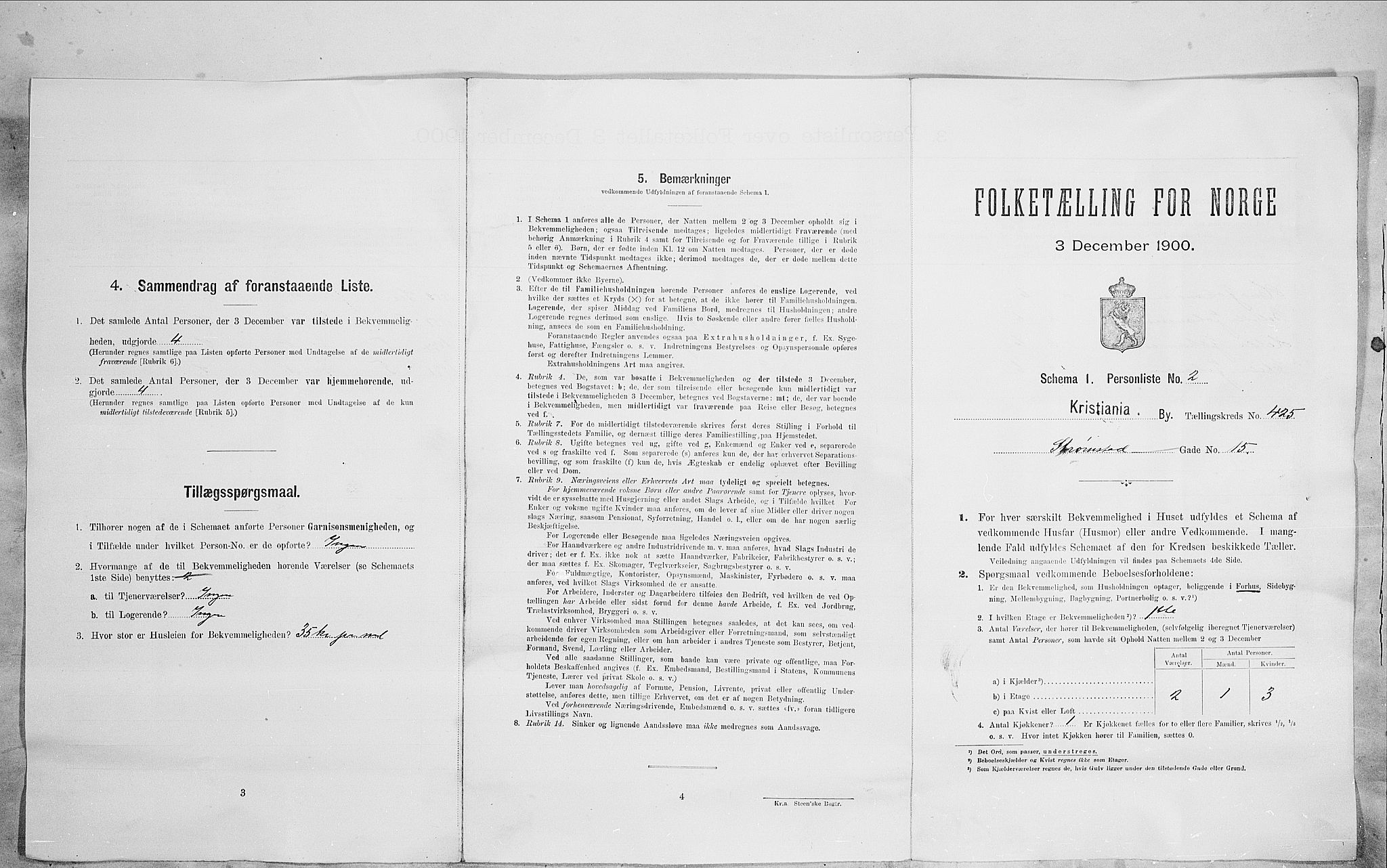 SAO, Folketelling 1900 for 0301 Kristiania kjøpstad, 1900, s. 93500