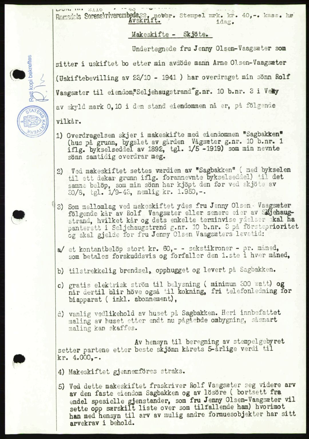 Romsdal sorenskriveri, SAT/A-4149/1/2/2C: Pantebok nr. A17, 1944-1945, Dagboknr: 1545/1944