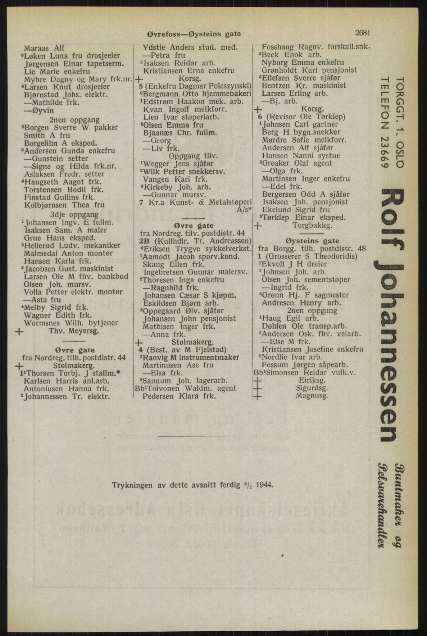 Kristiania/Oslo adressebok, PUBL/-, 1944, s. 2681