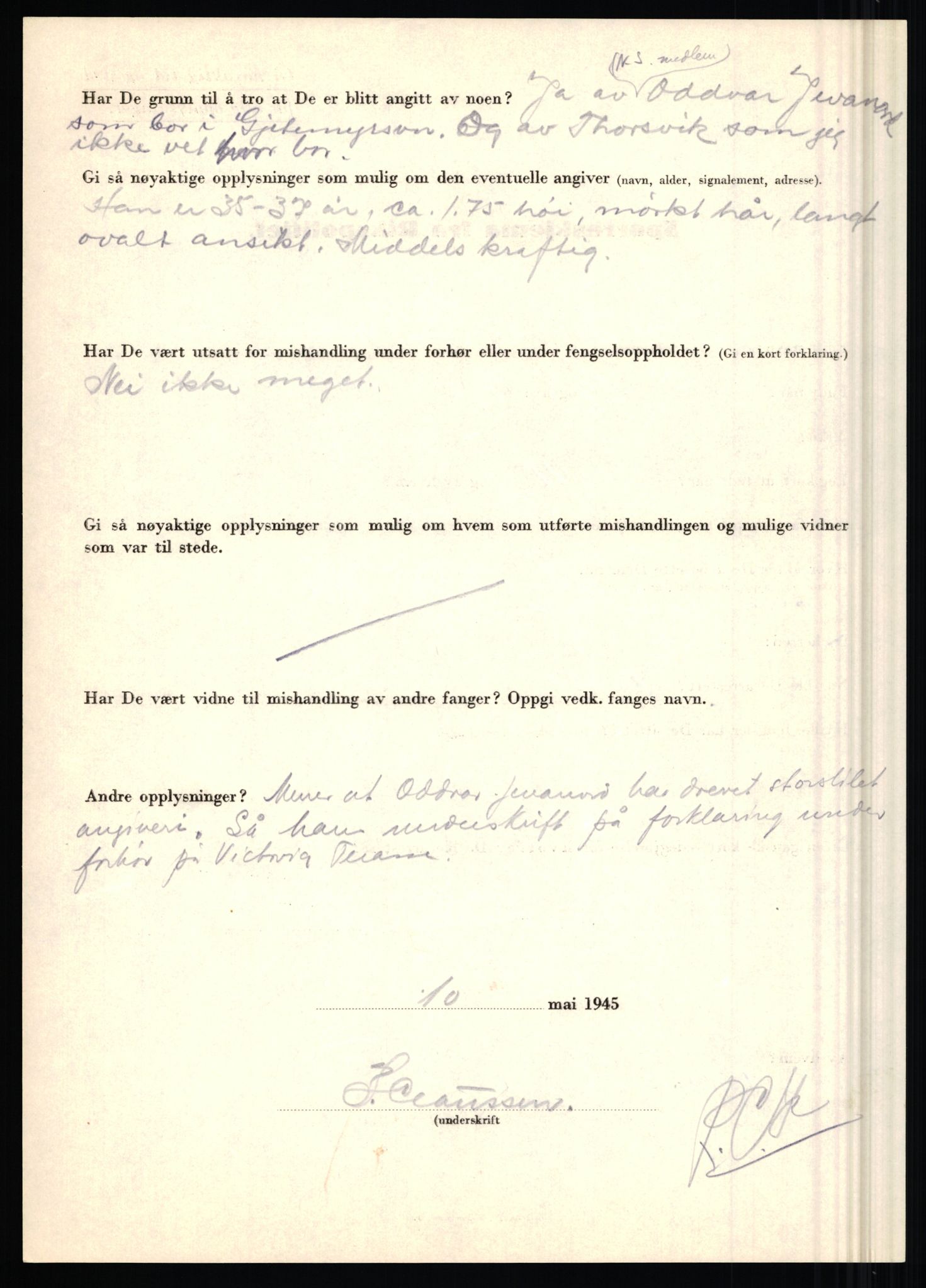 Rikspolitisjefen, AV/RA-S-1560/L/L0009: Karlsen, Aksel Emanuel - Kristiansen, Øivind Vetre, 1940-1945, s. 386