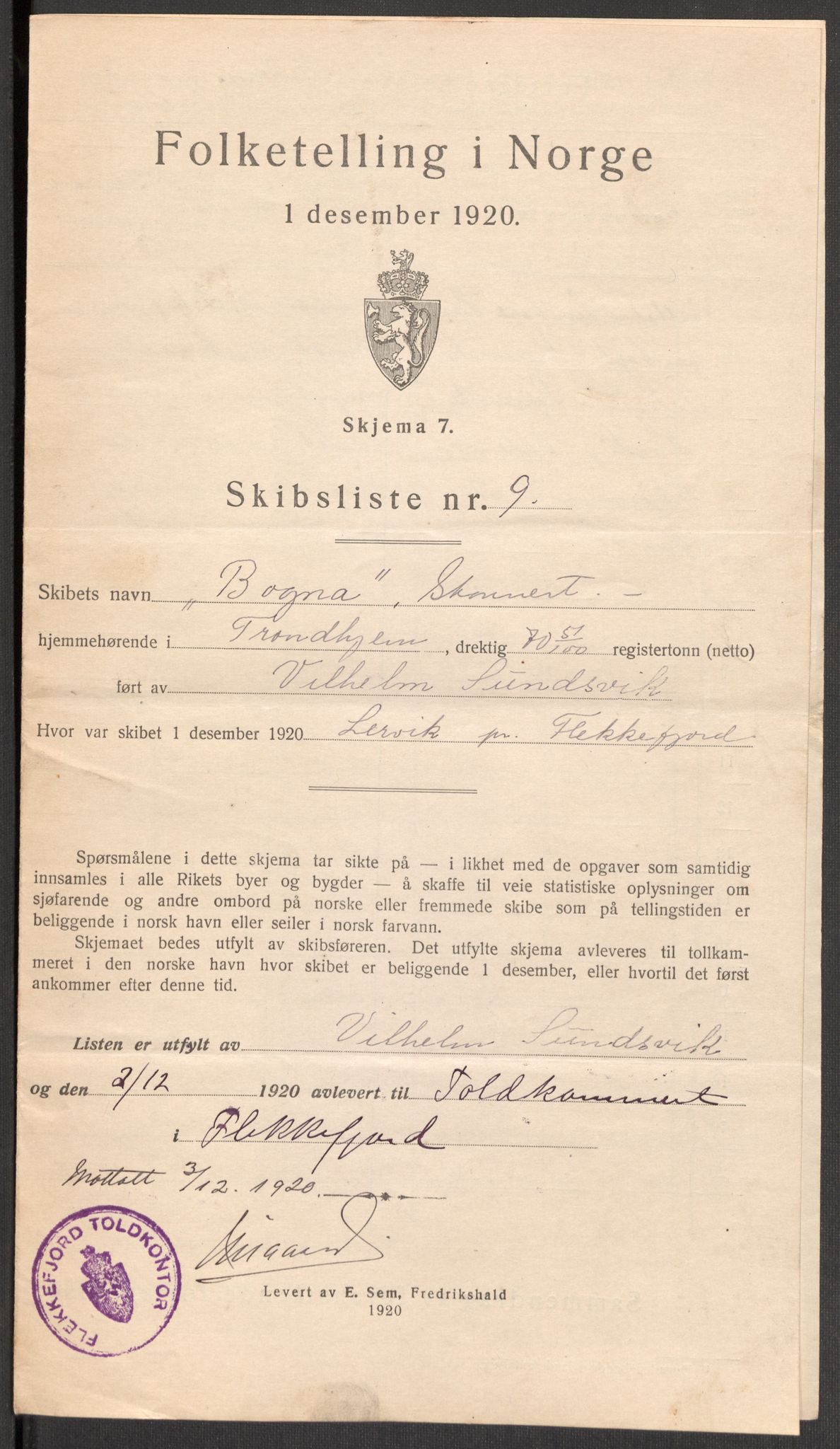 SAK, Folketelling 1920 for 1004 Flekkefjord kjøpstad, 1920, s. 6411