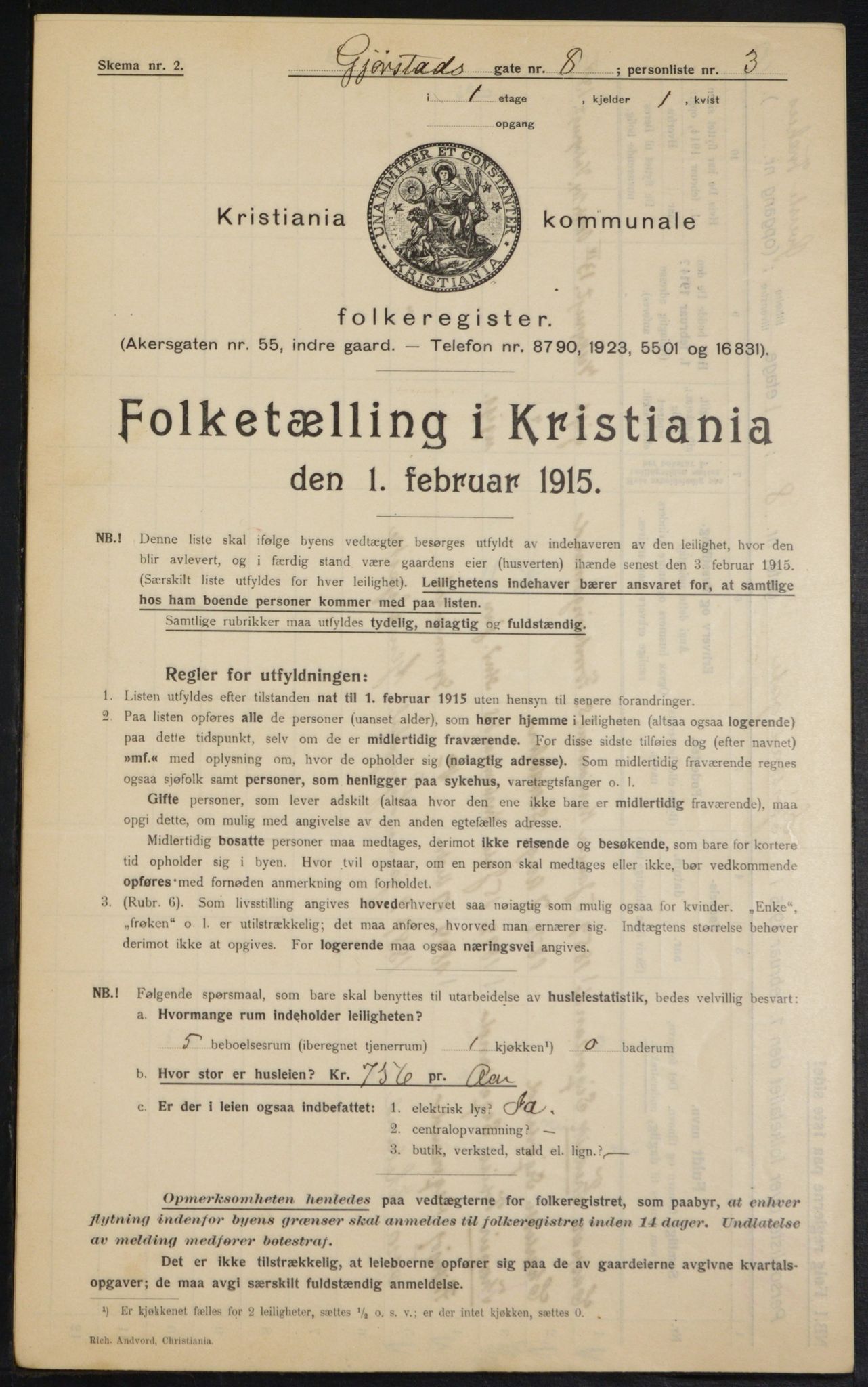 OBA, Kommunal folketelling 1.2.1915 for Kristiania, 1915, s. 28990