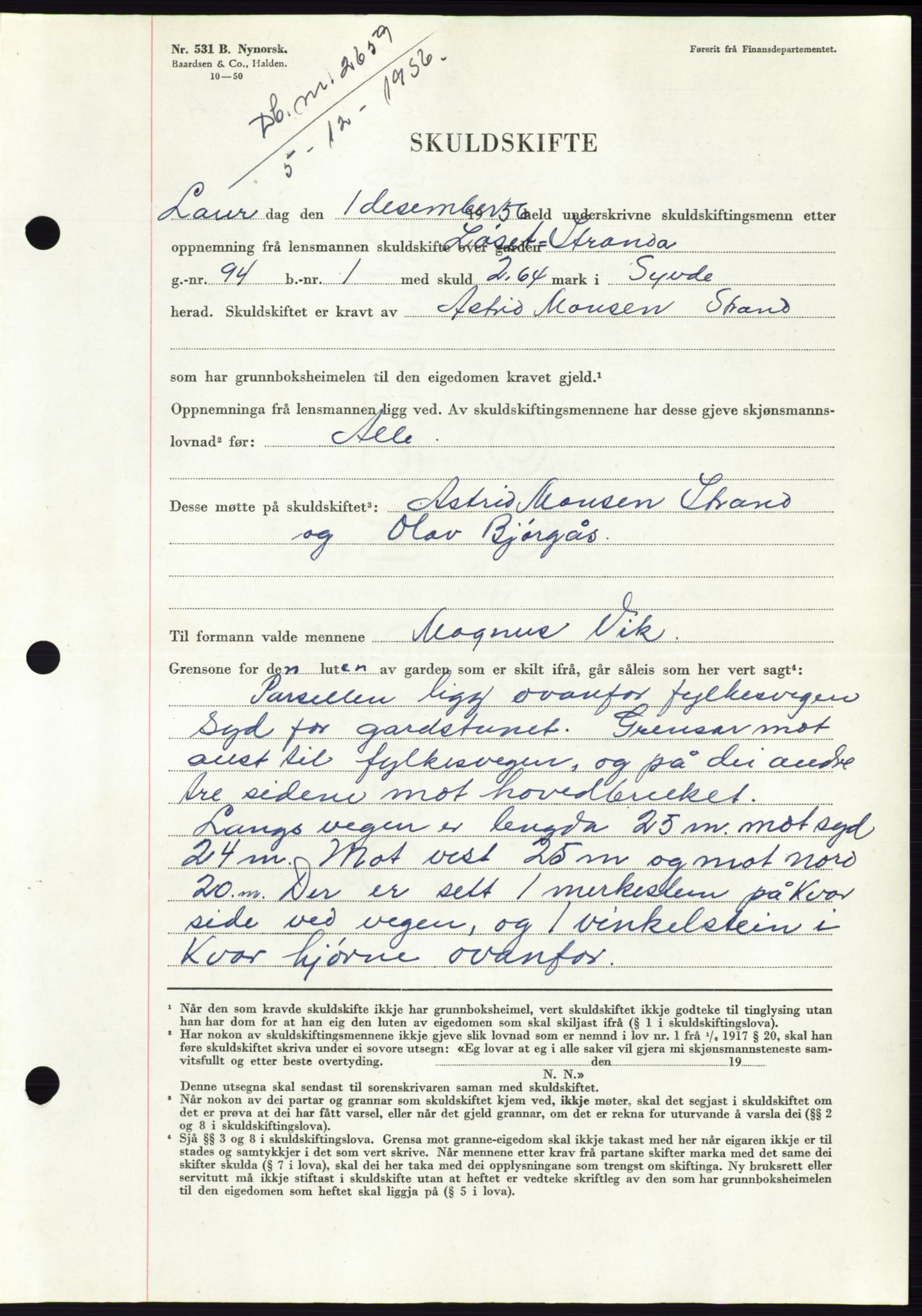Søre Sunnmøre sorenskriveri, AV/SAT-A-4122/1/2/2C/L0105: Pantebok nr. 31A, 1956-1957, Dagboknr: 2659/1956
