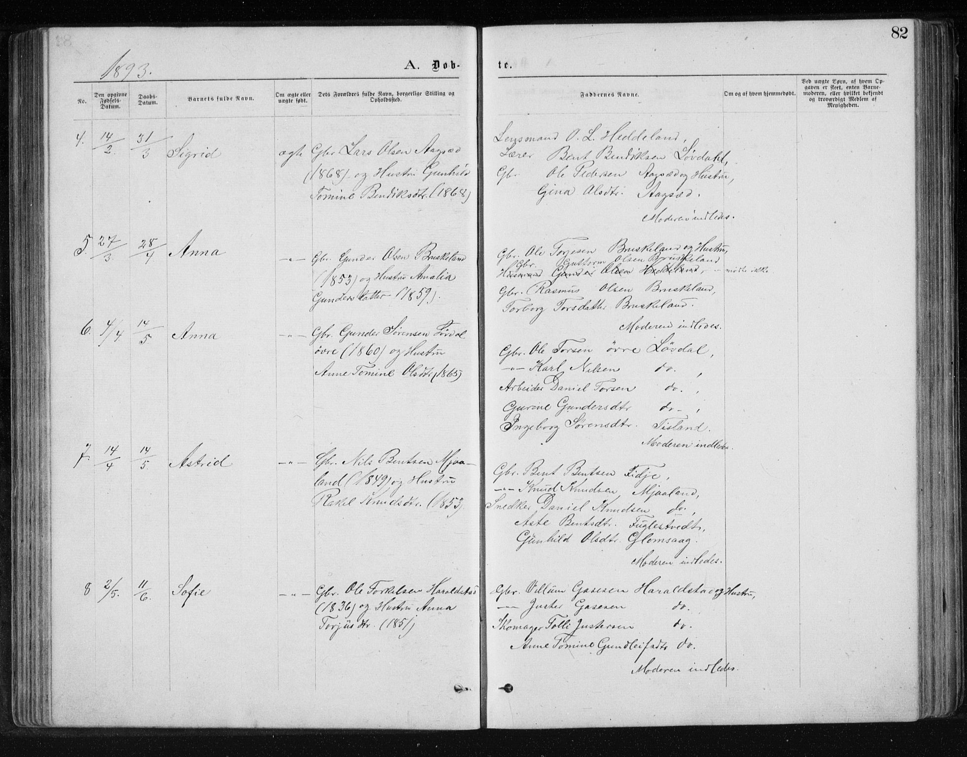 Holum sokneprestkontor, AV/SAK-1111-0022/F/Fb/Fbb/L0003: Klokkerbok nr. B 3, 1875-1898, s. 82