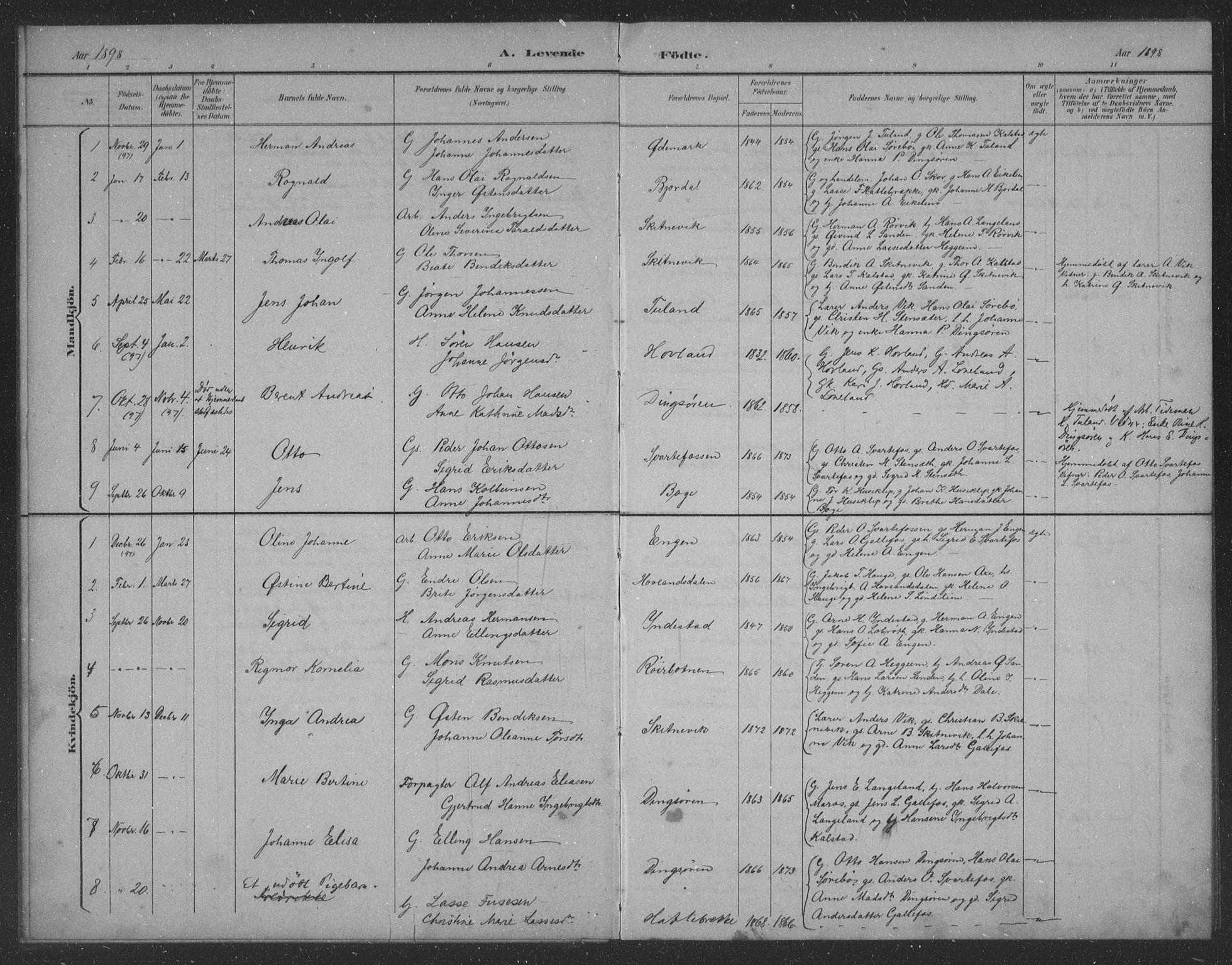 Fjaler sokneprestembete, AV/SAB-A-79801/H/Hab/Habd/L0002: Klokkerbok nr. D 2, 1892-1921