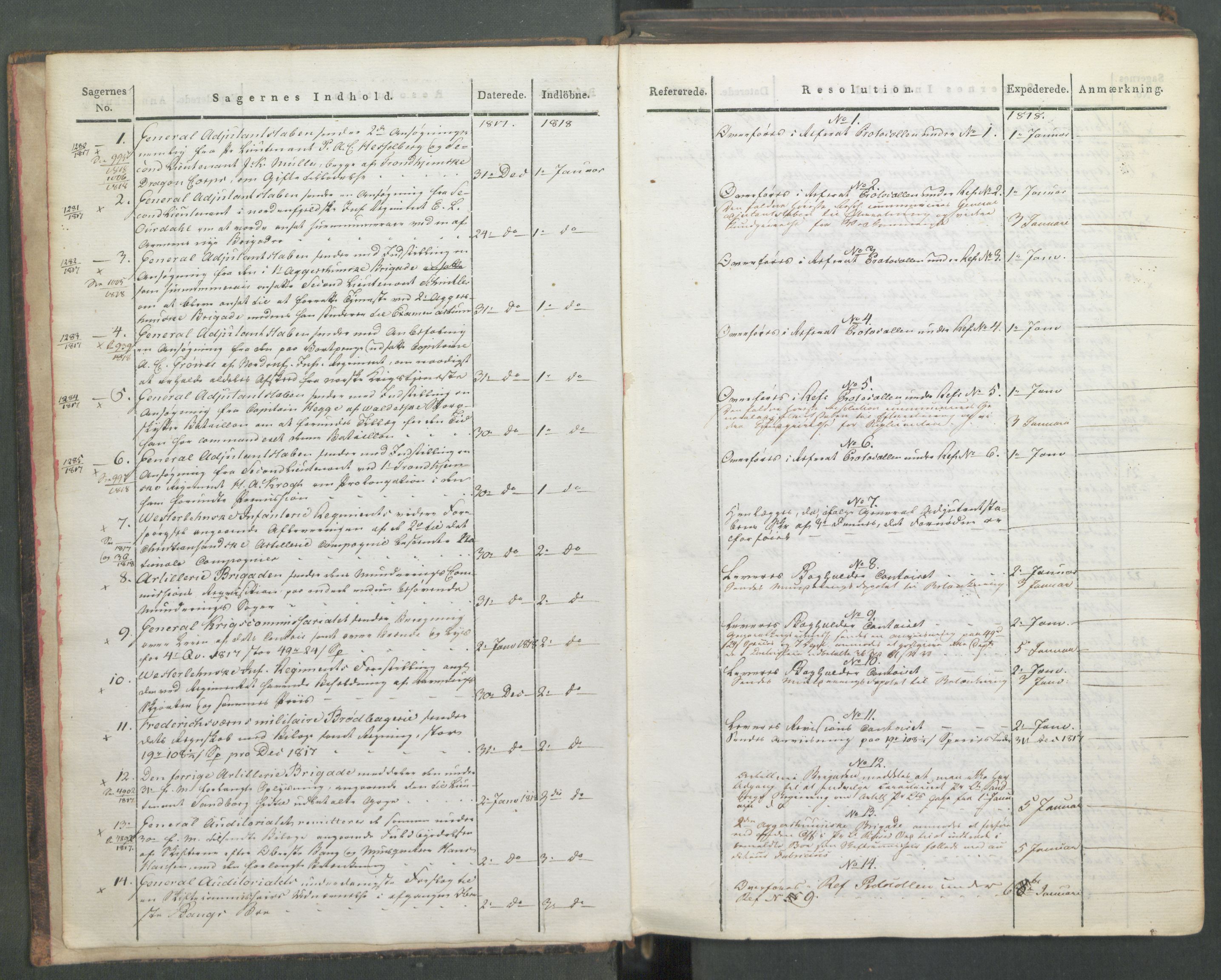 Armédepartementet, AV/RA-RAFA-3493/C/Ca/L0015: 6. Departements Journal, 1818