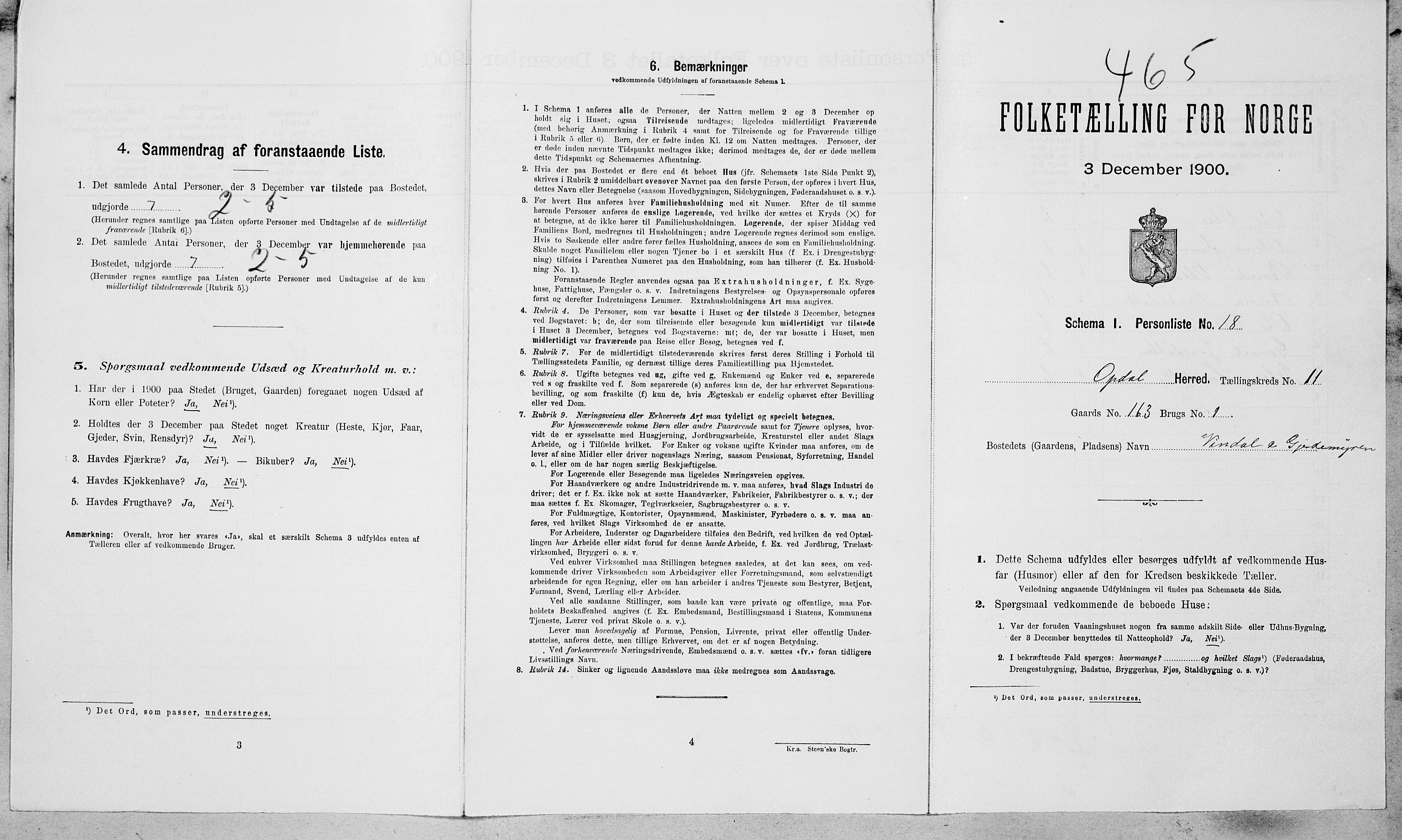 SAT, Folketelling 1900 for 1634 Oppdal herred, 1900, s. 884
