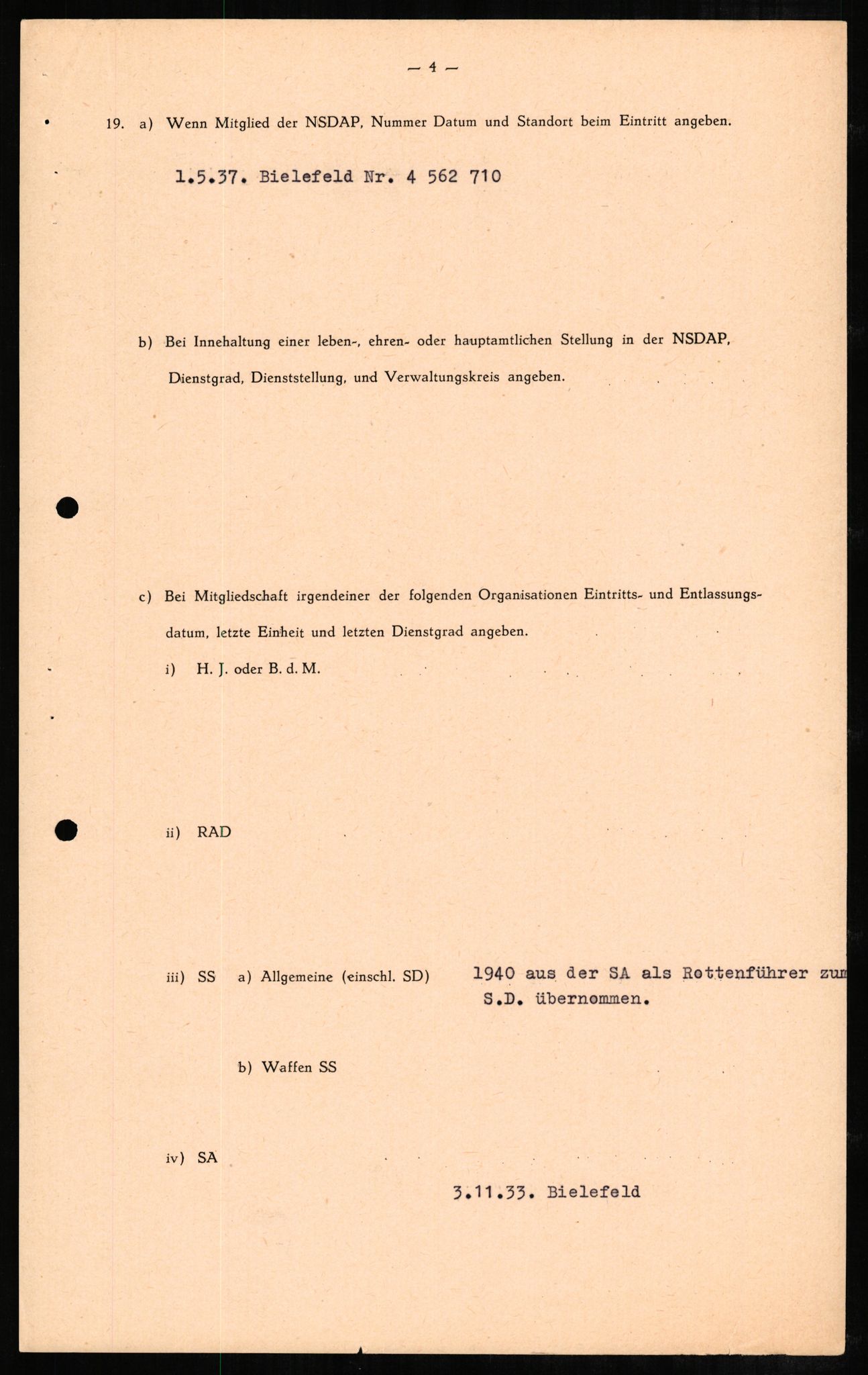 Forsvaret, Forsvarets overkommando II, RA/RAFA-3915/D/Db/L0003: CI Questionaires. Tyske okkupasjonsstyrker i Norge. Tyskere., 1945-1946, s. 279