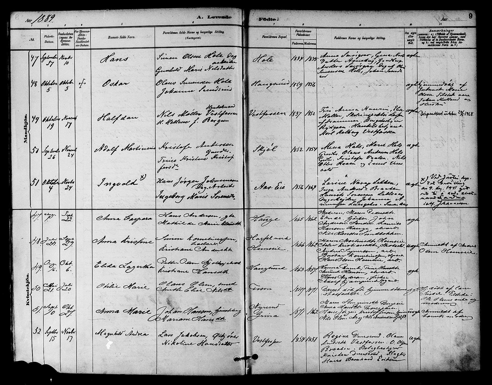 Eiker kirkebøker, AV/SAKO-A-4/F/Fb/L0002: Ministerialbok nr. II 2, 1889-1896, s. 9