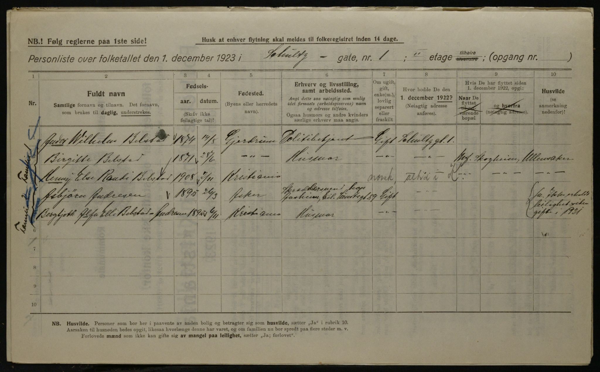 OBA, Kommunal folketelling 1.12.1923 for Kristiania, 1923, s. 100338