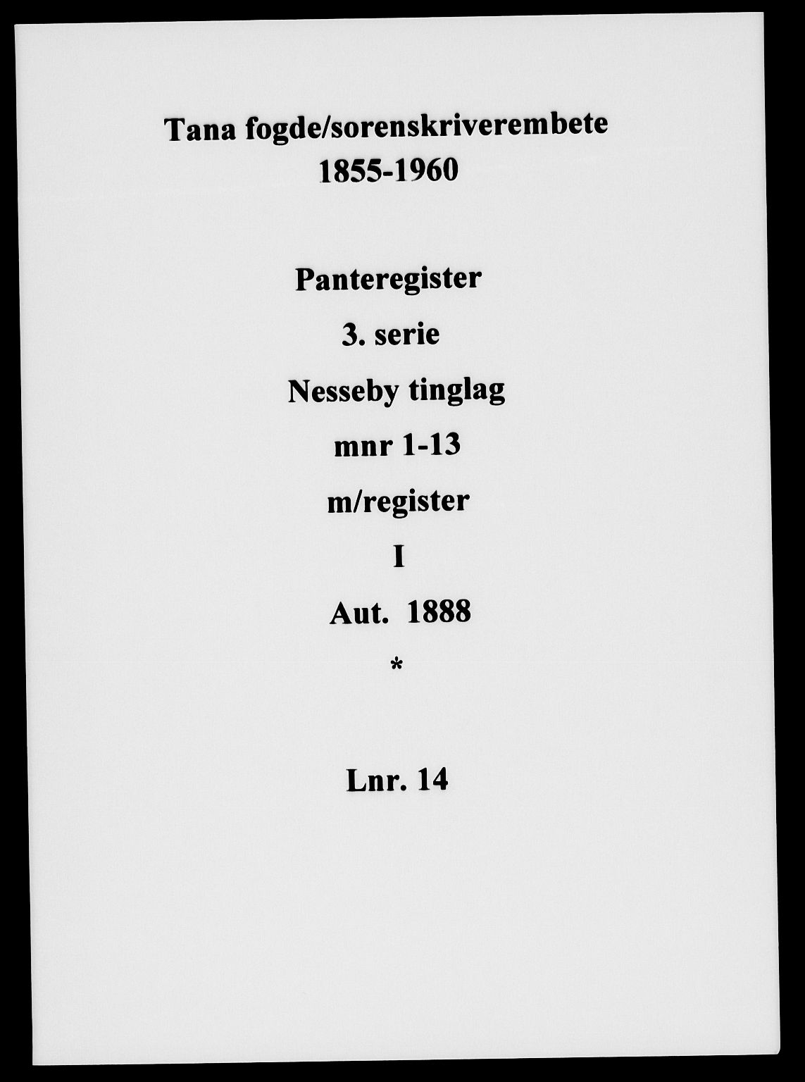 Tana fogderi/sorenskriveri, SATØ/S-0058/I/Ia/Iac/L0014pantereg: Panteregister nr. 14