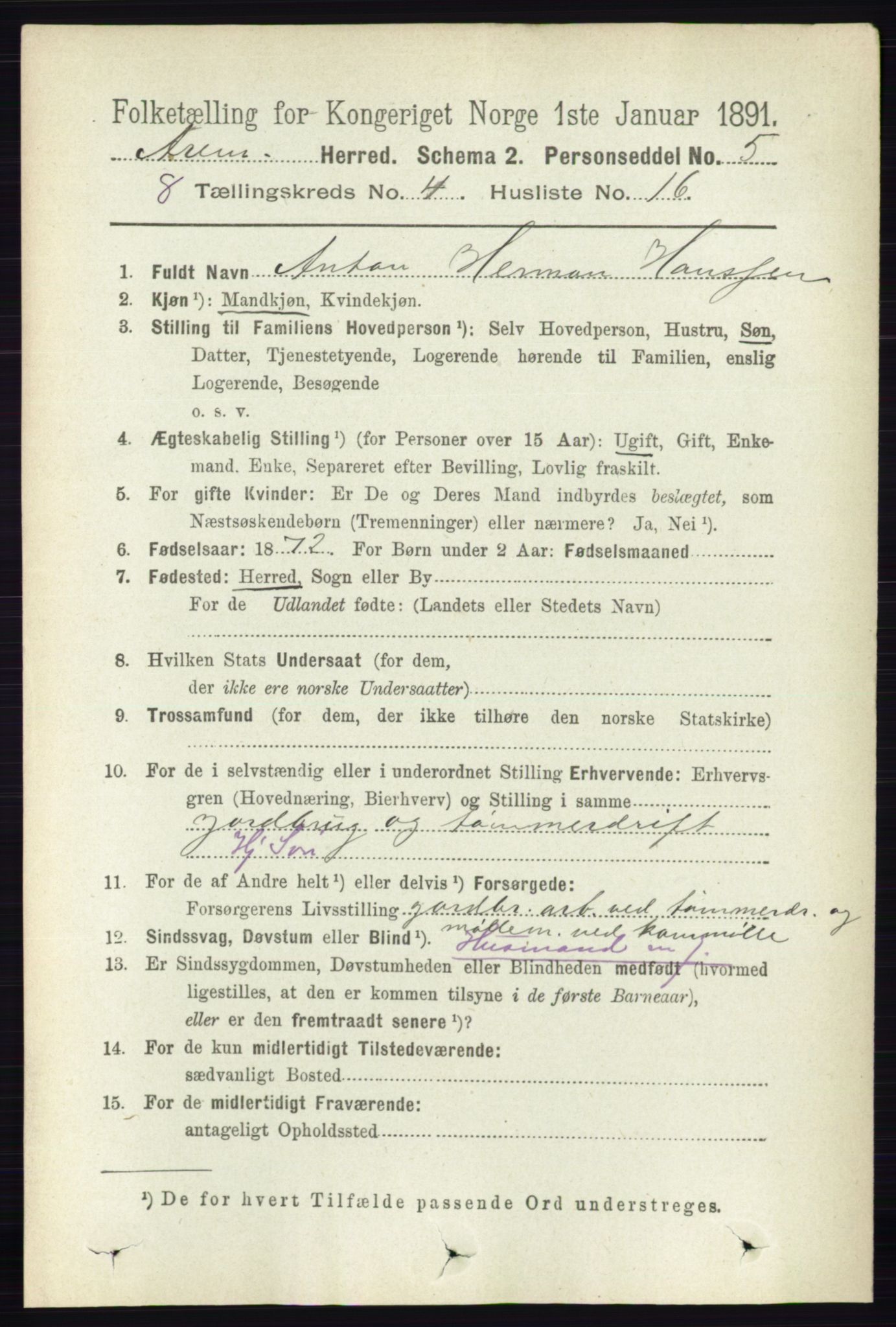 RA, Folketelling 1891 for 0118 Aremark herred, 1891, s. 2023