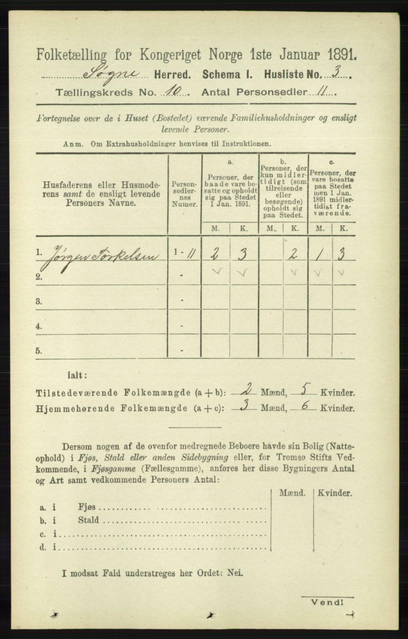 RA, Folketelling 1891 for 1018 Søgne herred, 1891, s. 2680