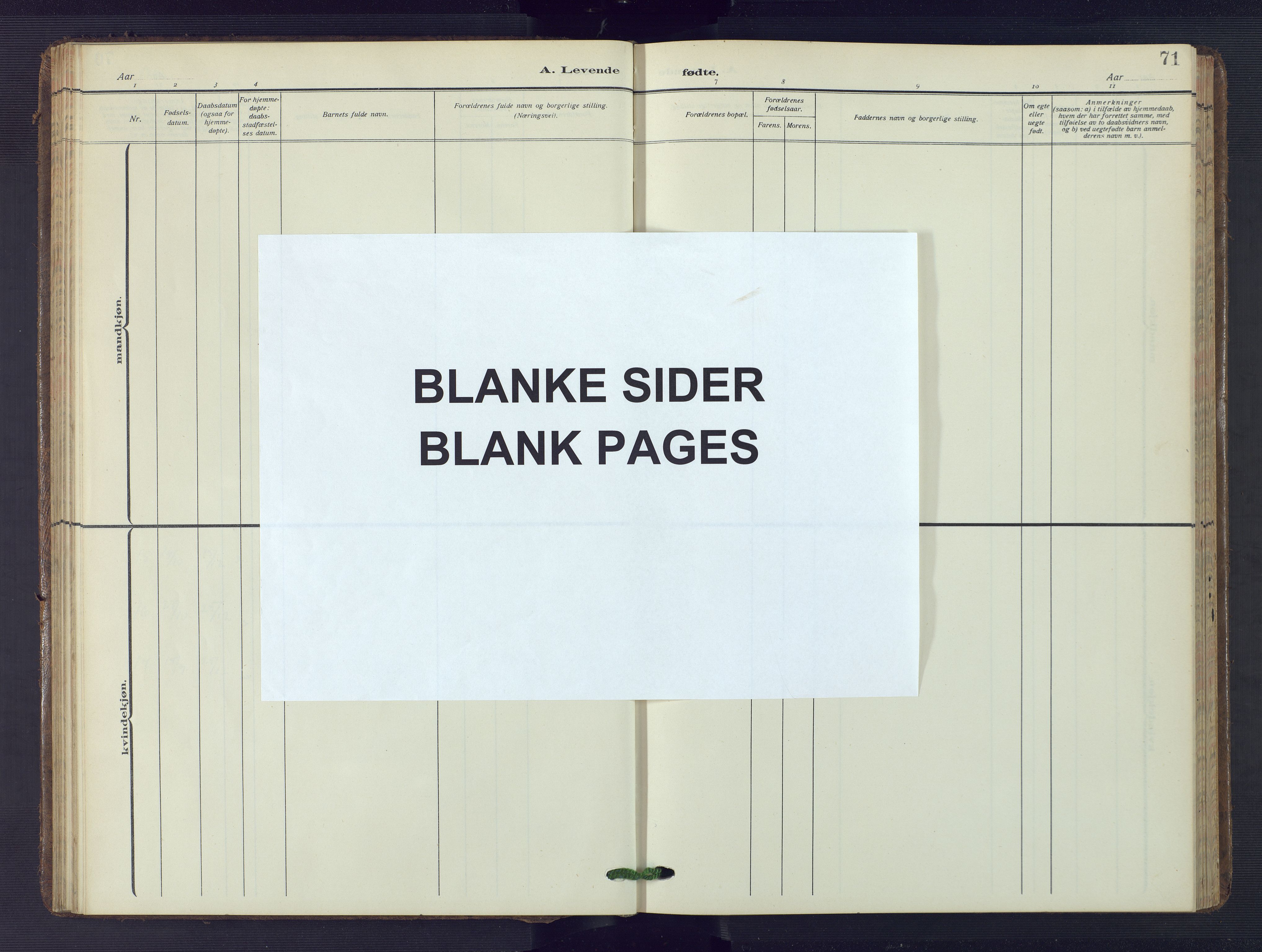 Bakke sokneprestkontor, AV/SAK-1111-0002/F/Fb/Fba/L0004: Klokkerbok nr. B 4, 1911-1946, s. 71