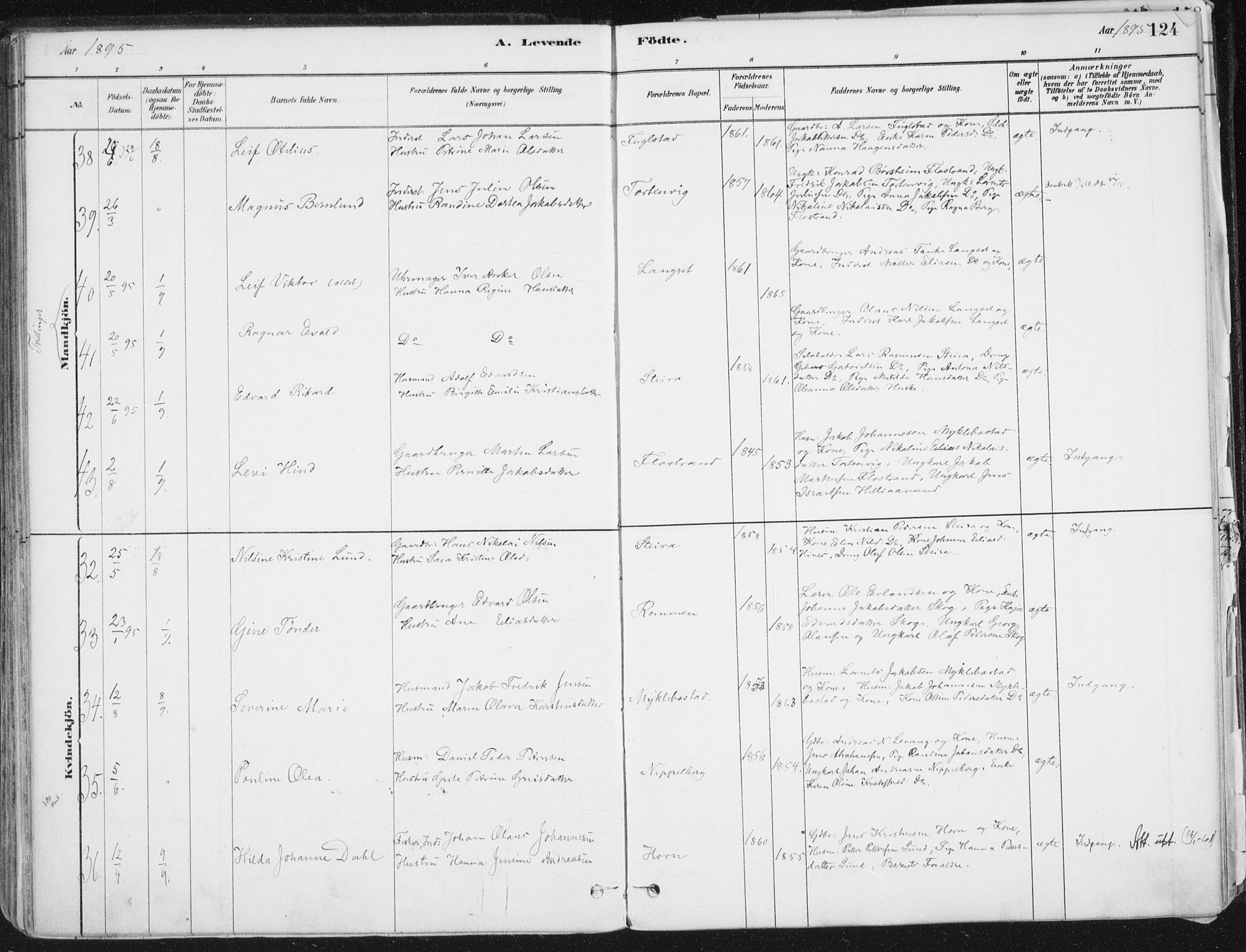 Ministerialprotokoller, klokkerbøker og fødselsregistre - Nordland, SAT/A-1459/838/L0552: Ministerialbok nr. 838A10, 1880-1910, s. 124