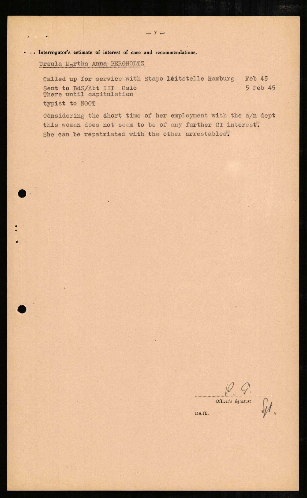 Forsvaret, Forsvarets overkommando II, AV/RA-RAFA-3915/D/Db/L0002: CI Questionaires. Tyske okkupasjonsstyrker i Norge. Tyskere., 1945-1946, s. 531