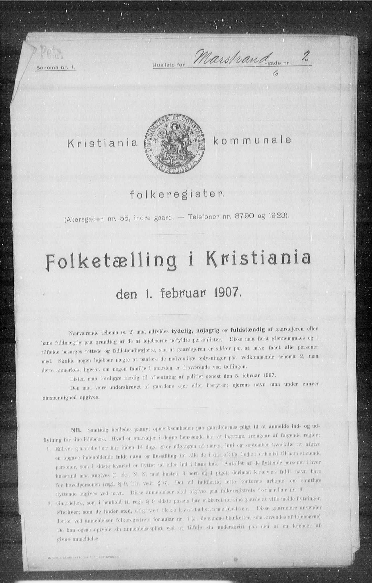 OBA, Kommunal folketelling 1.2.1907 for Kristiania kjøpstad, 1907, s. 33023