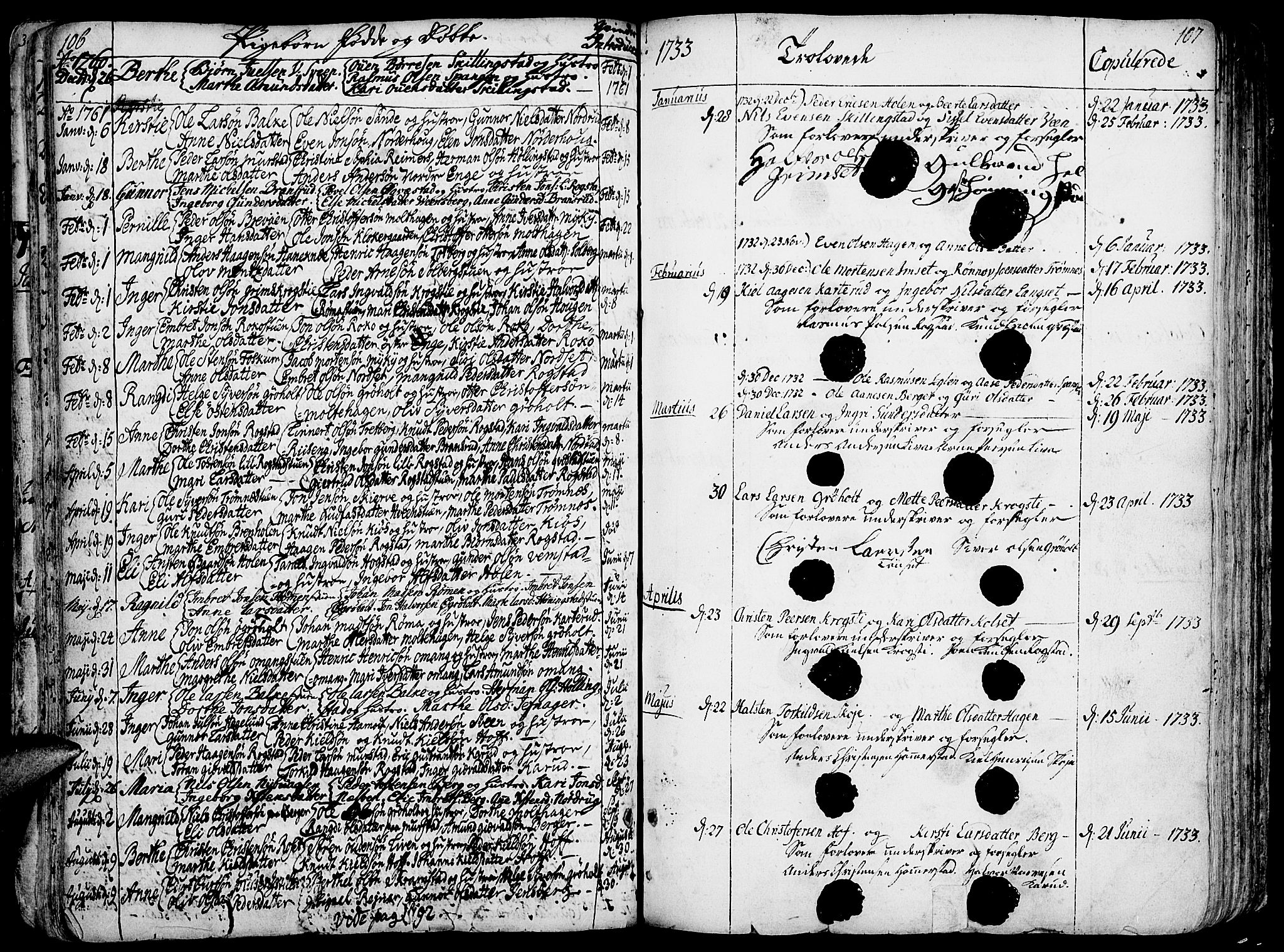 Løten prestekontor, AV/SAH-PREST-022/K/Ka/L0002: Ministerialbok nr. 2, 1731-1772, s. 106-107