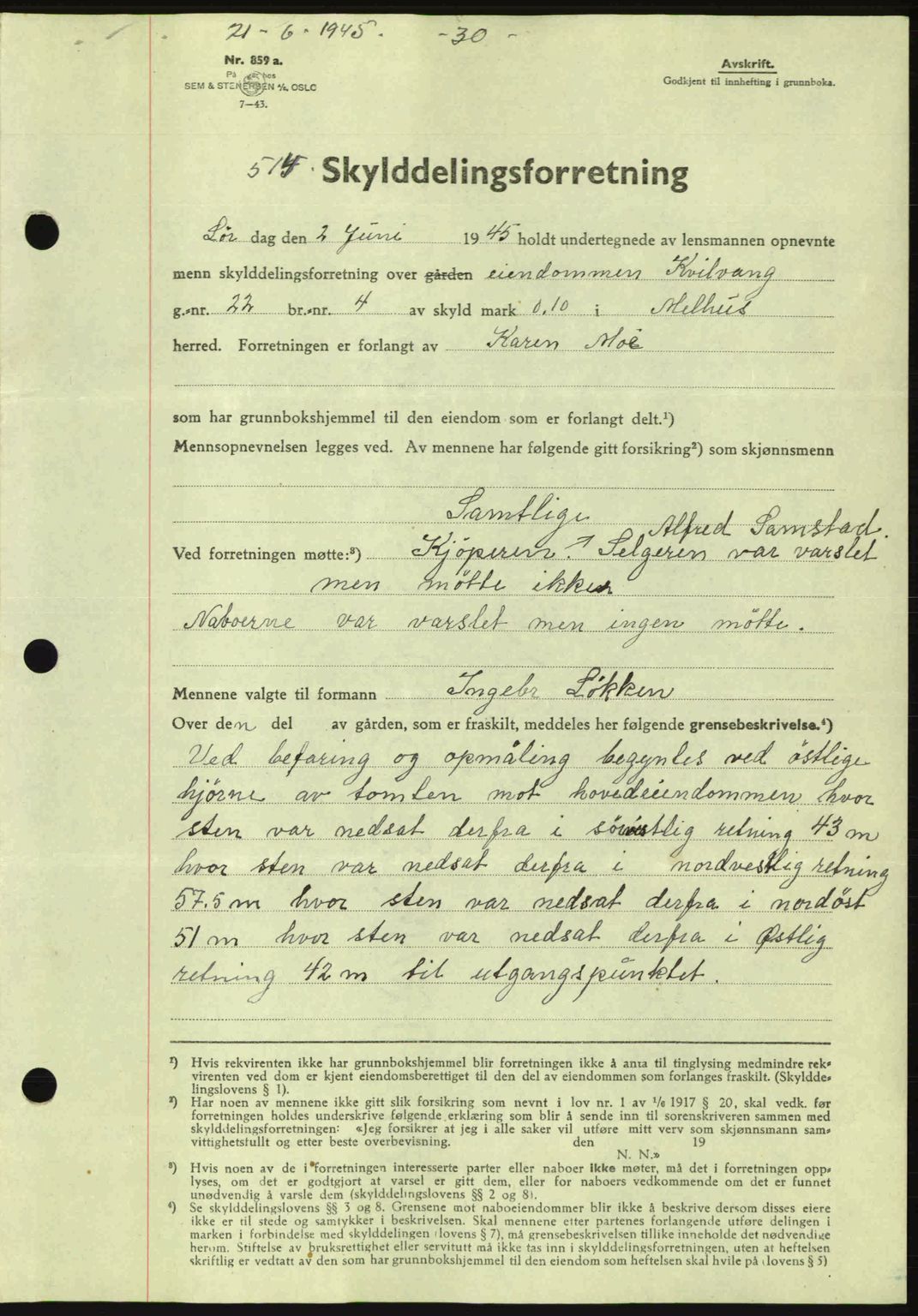 Gauldal sorenskriveri, SAT/A-0014/1/2/2C: Pantebok nr. A1a, 1945-1945, Dagboknr: 514/1945