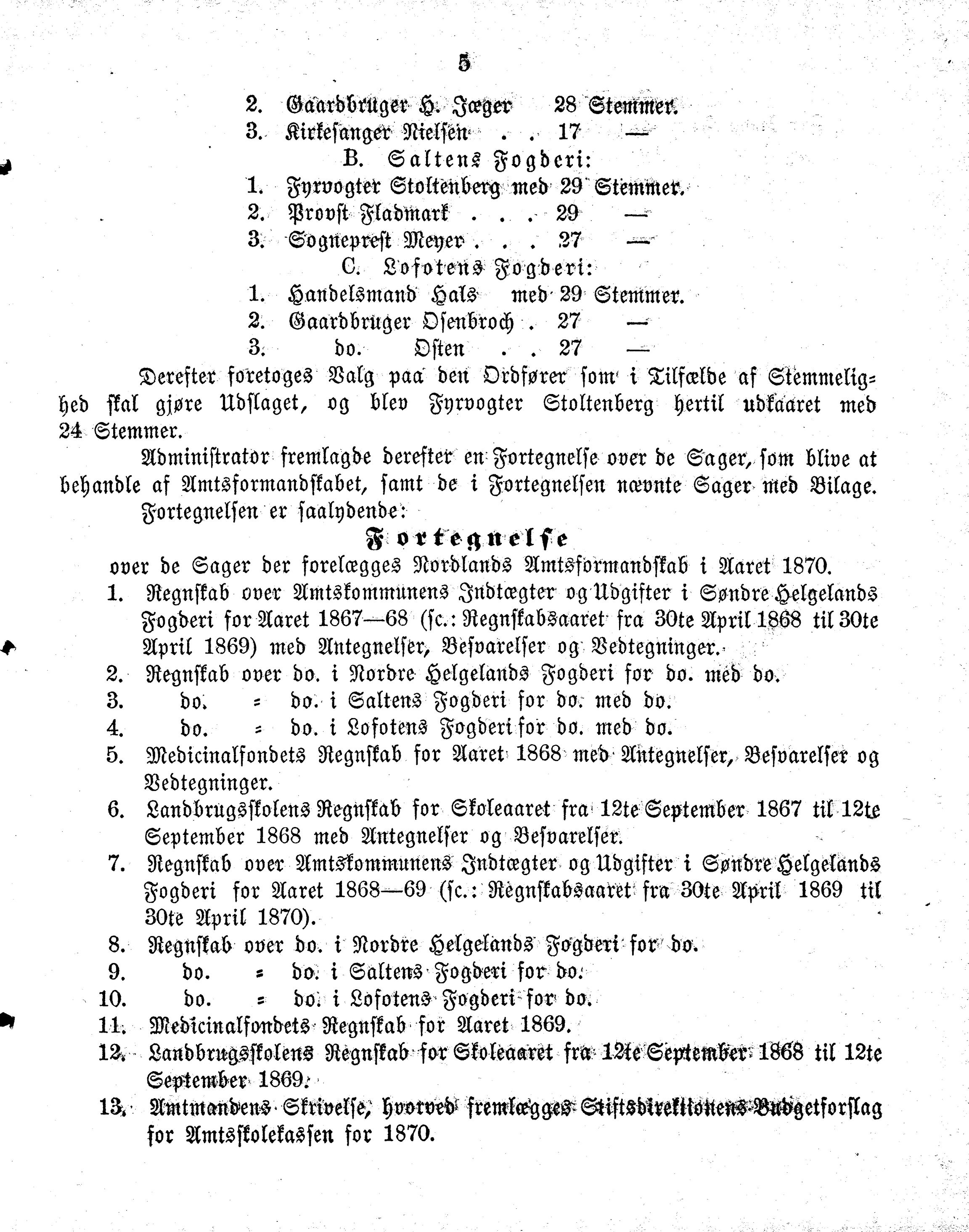 Nordland Fylkeskommune. Fylkestinget, AIN/NFK-17/176/A/Ac/L0005: Fylkestingsforhandlinger 1866-1870, 1866-1870