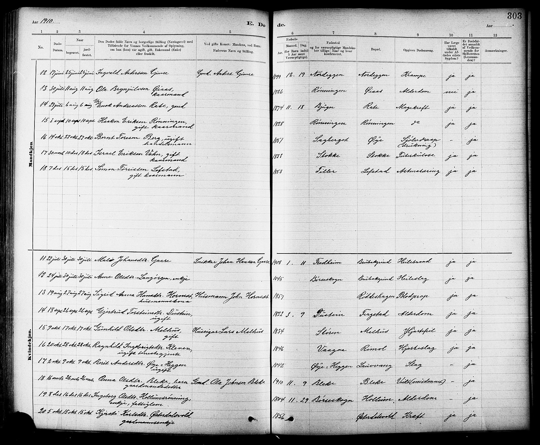 Ministerialprotokoller, klokkerbøker og fødselsregistre - Sør-Trøndelag, AV/SAT-A-1456/691/L1094: Klokkerbok nr. 691C05, 1879-1911, s. 303