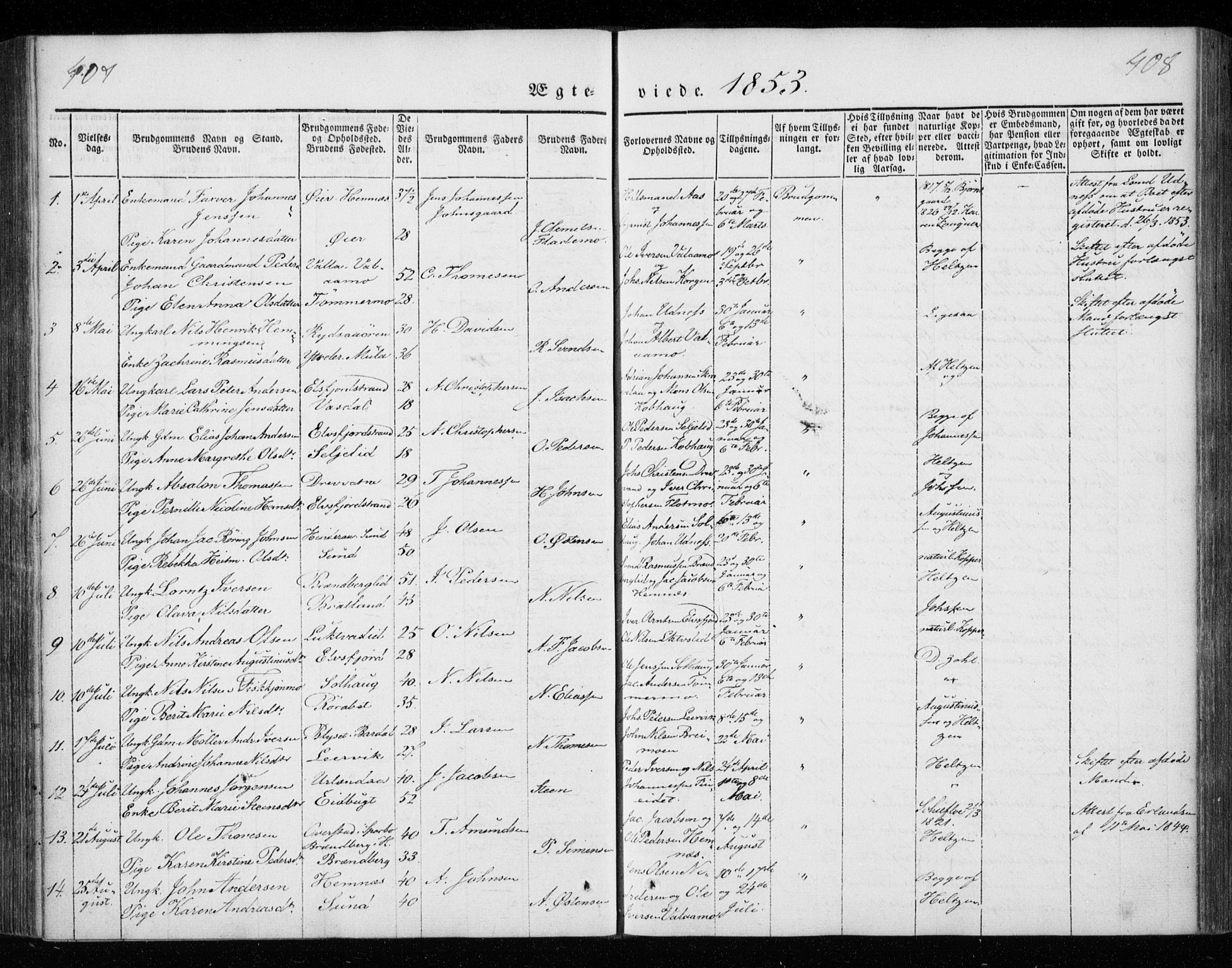 Ministerialprotokoller, klokkerbøker og fødselsregistre - Nordland, SAT/A-1459/825/L0355: Ministerialbok nr. 825A09, 1842-1863, s. 407-408