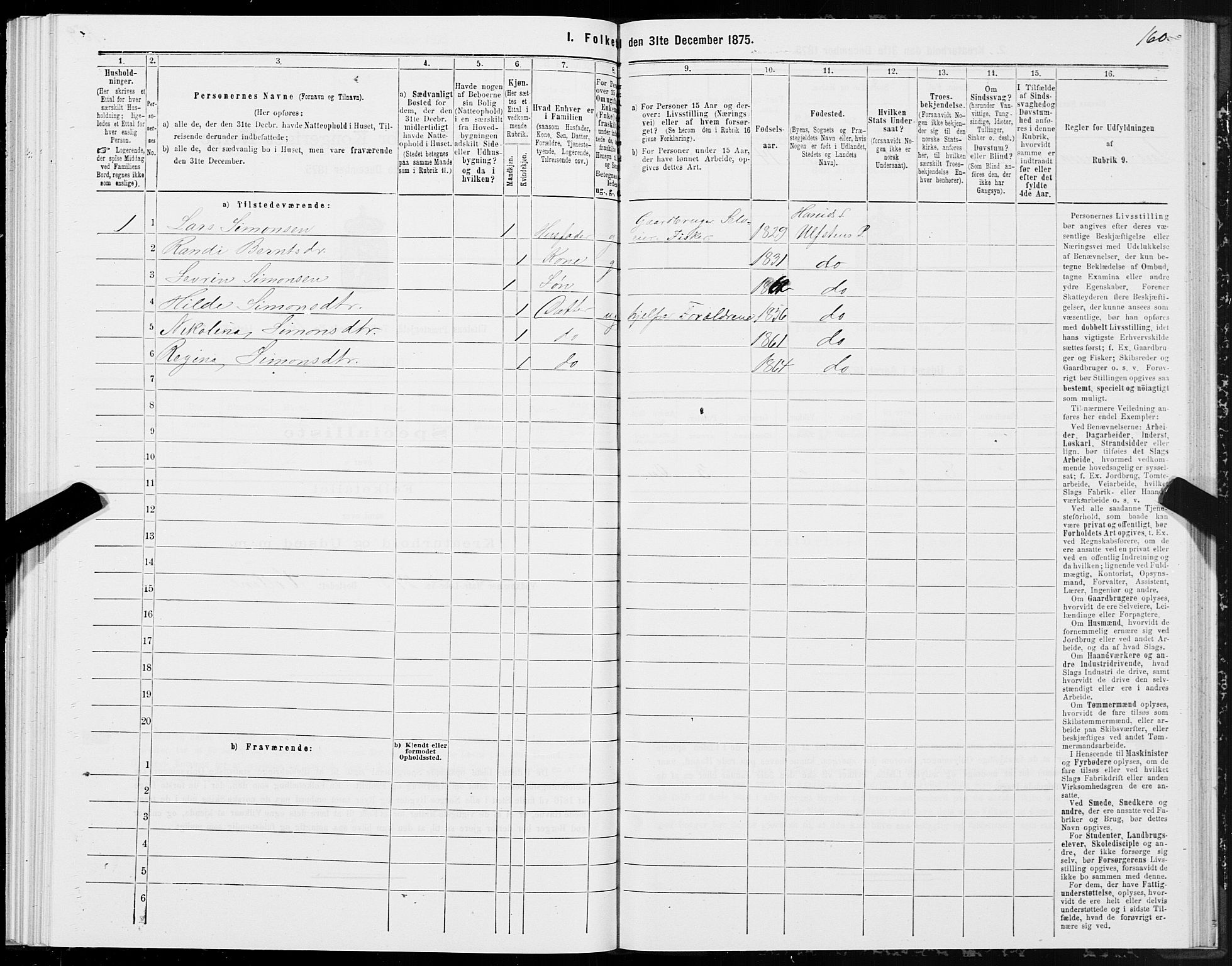 SAT, Folketelling 1875 for 1516P Ulstein prestegjeld, 1875, s. 5160