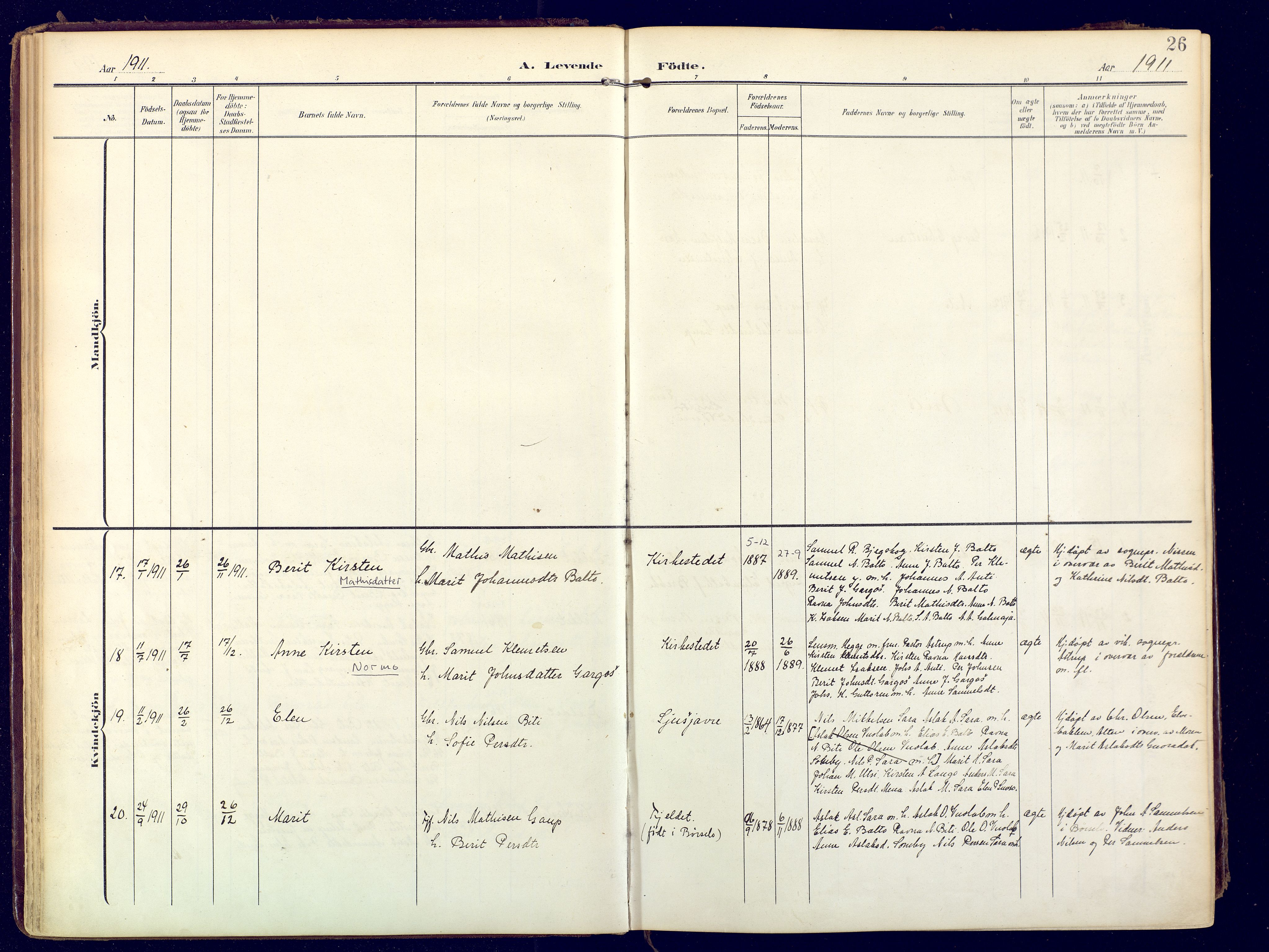 Karasjok sokneprestkontor, AV/SATØ-S-1352/H/Ha: Ministerialbok nr. 3, 1907-1926, s. 26