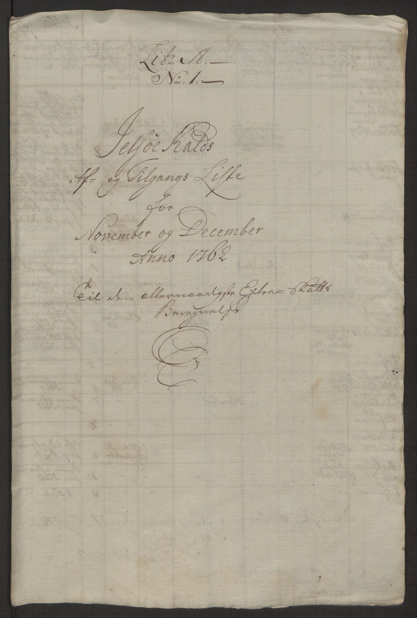 Rentekammeret inntil 1814, Reviderte regnskaper, Hovedkasseregnskaper, AV/RA-EA-4065/Rf/L0072b: Ekstraskatteregnskap, 1762, s. 100