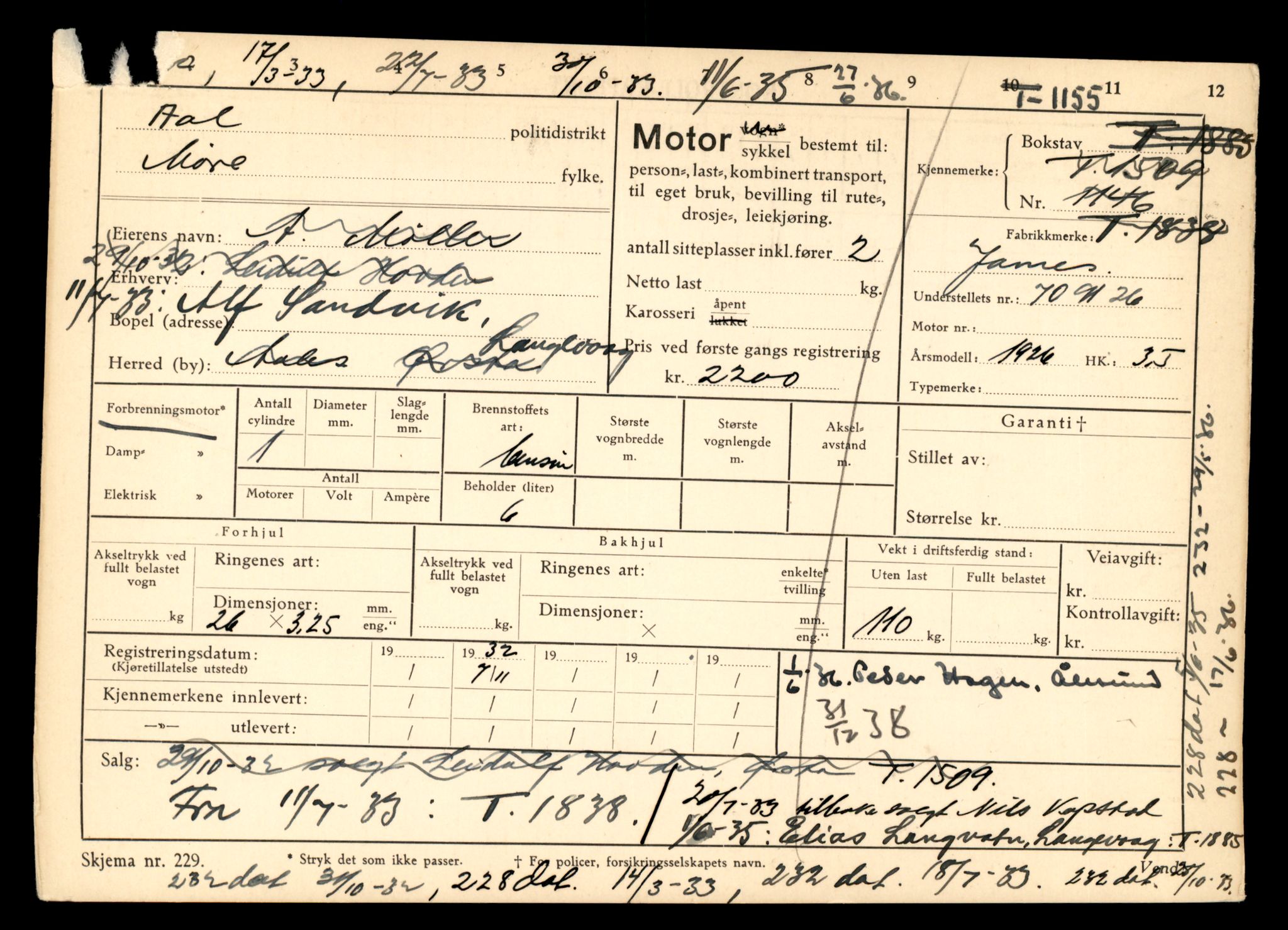 Møre og Romsdal vegkontor - Ålesund trafikkstasjon, AV/SAT-A-4099/F/Fe/L0026: Registreringskort for kjøretøy T 11046 - T 11160, 1927-1998, s. 2739