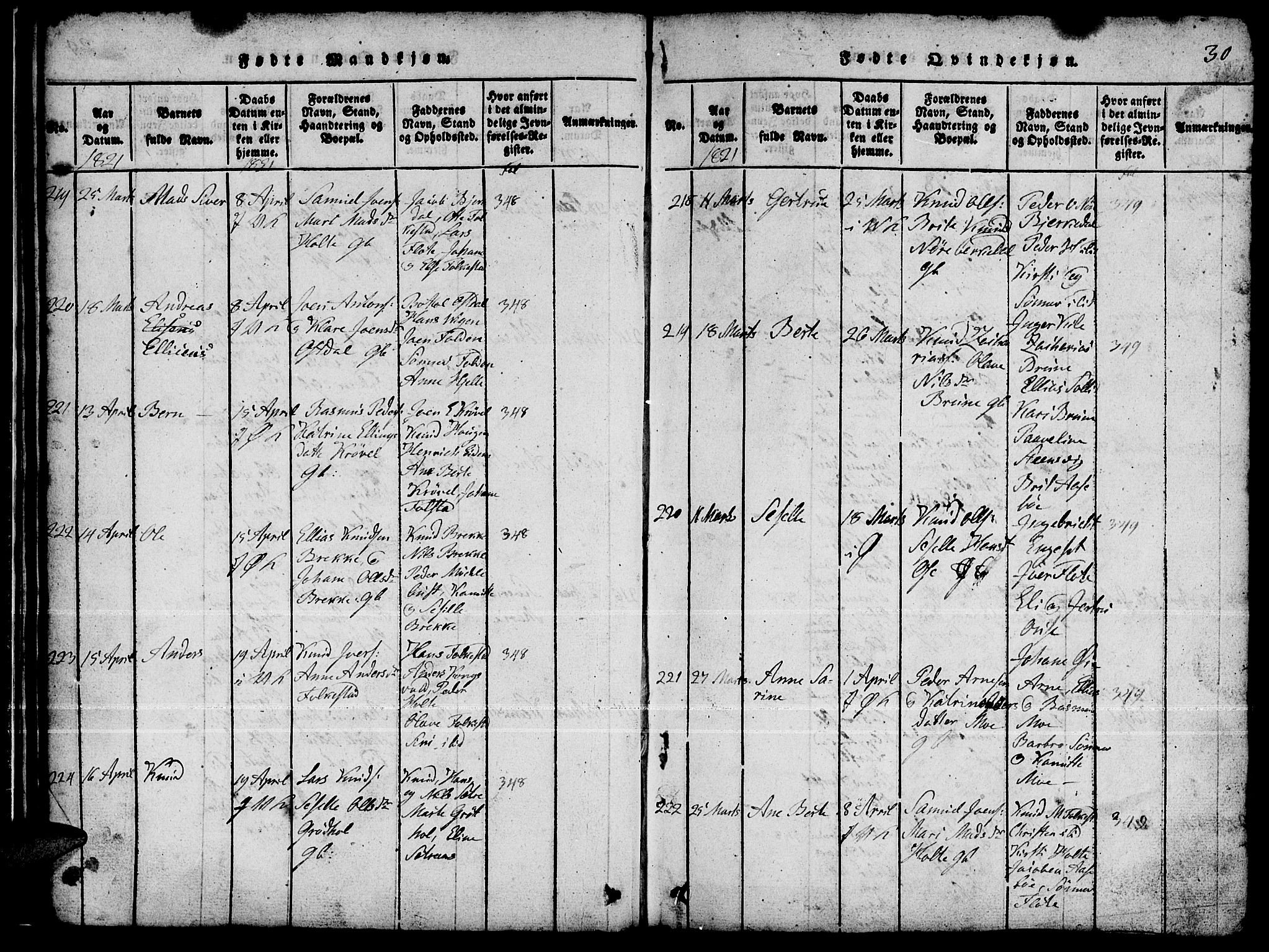 Ministerialprotokoller, klokkerbøker og fødselsregistre - Møre og Romsdal, AV/SAT-A-1454/511/L0155: Klokkerbok nr. 511C01, 1817-1829, s. 30