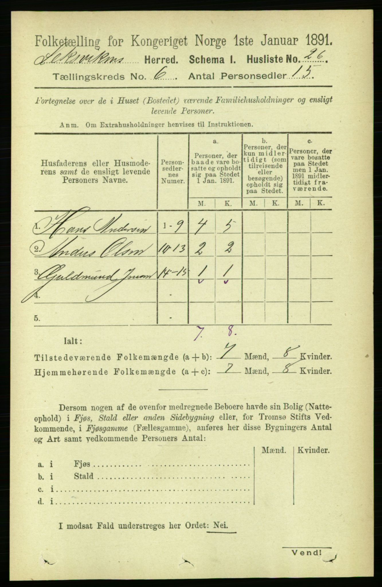 RA, Folketelling 1891 for 1718 Leksvik herred, 1891, s. 3158