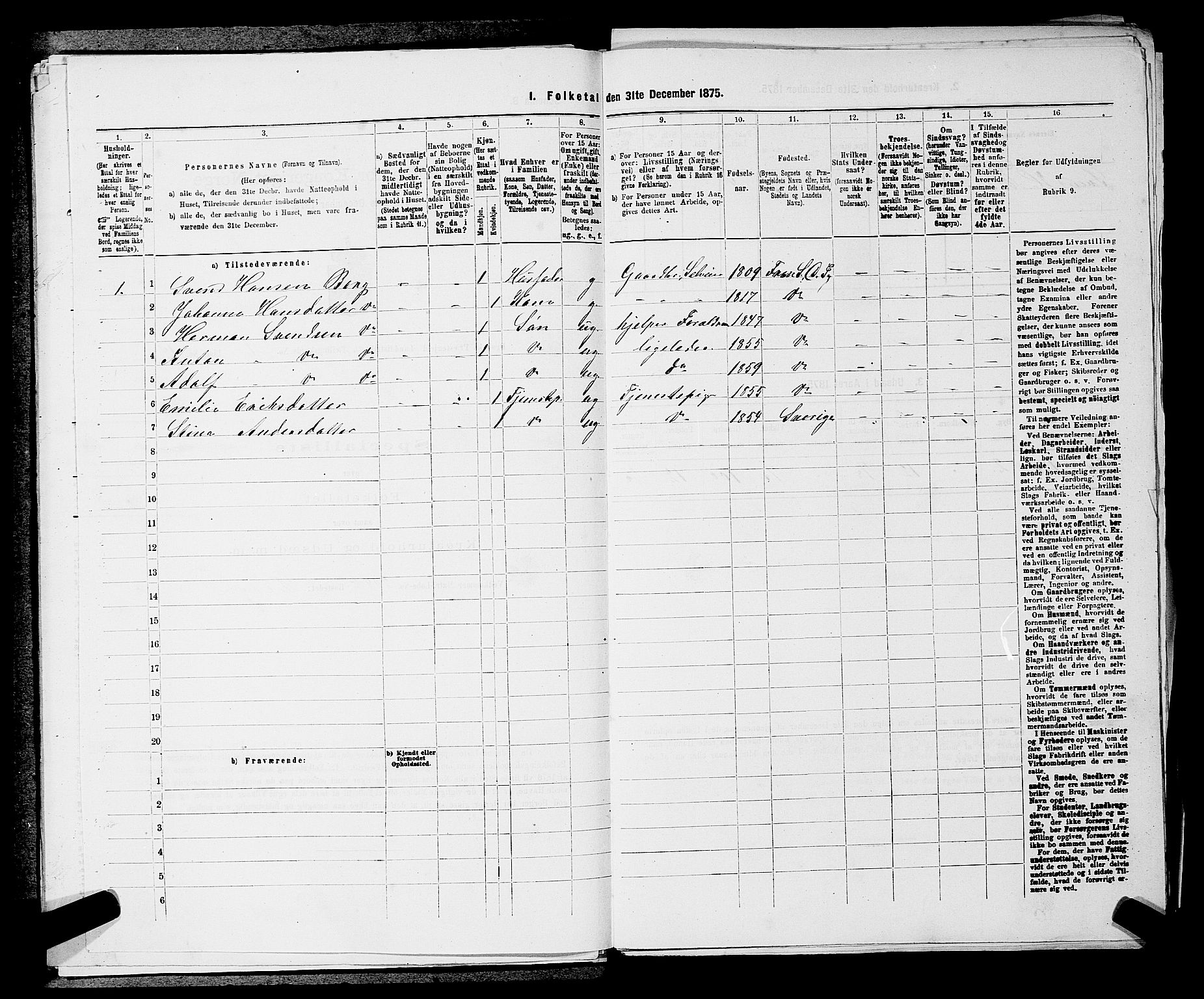 RA, Folketelling 1875 for 0215L Drøbak prestegjeld, Frogn sokn, 1875, s. 121