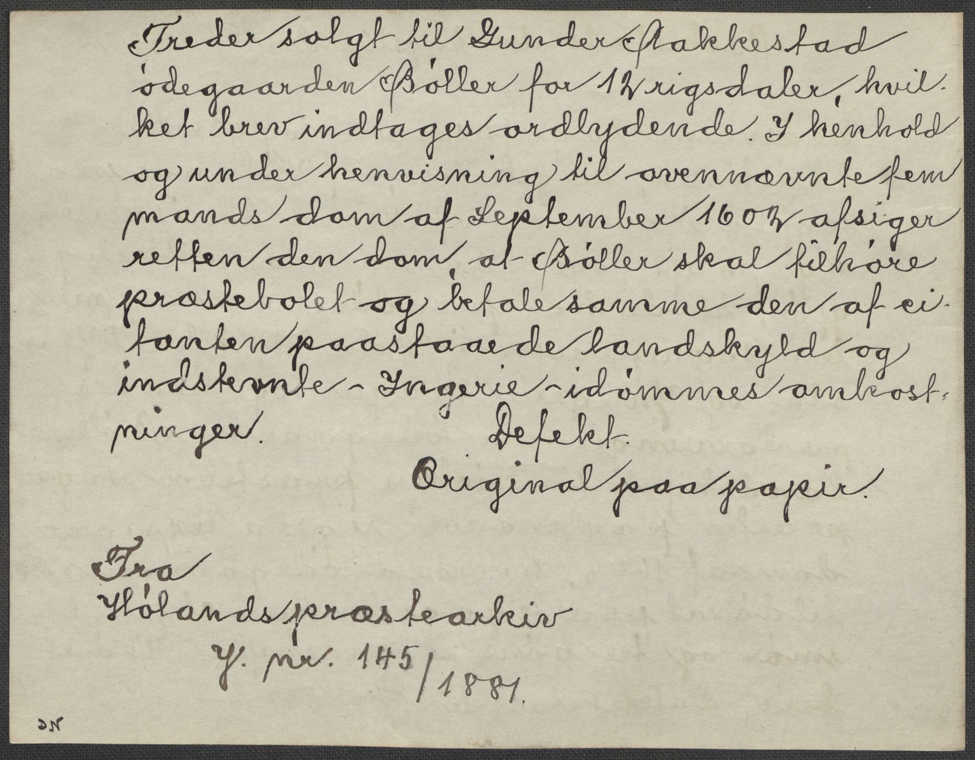 Riksarkivets diplomsamling, RA/EA-5965/F15/L0007: Prestearkiv - Akershus, 1573-1693, s. 225