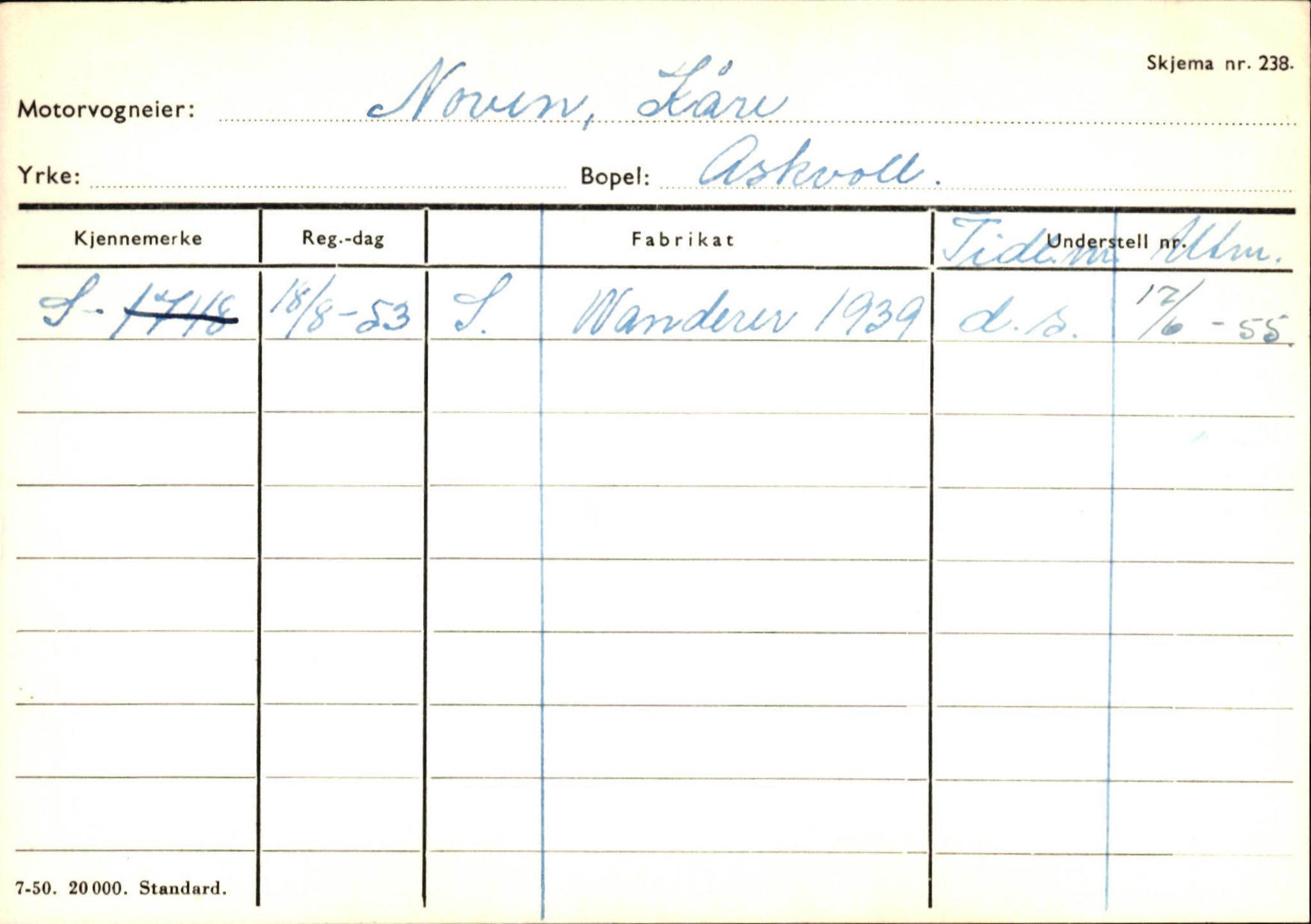 Statens vegvesen, Sogn og Fjordane vegkontor, AV/SAB-A-5301/4/F/L0132: Eigarregister Askvoll A-Å. Balestrand A-Å, 1945-1975, s. 928