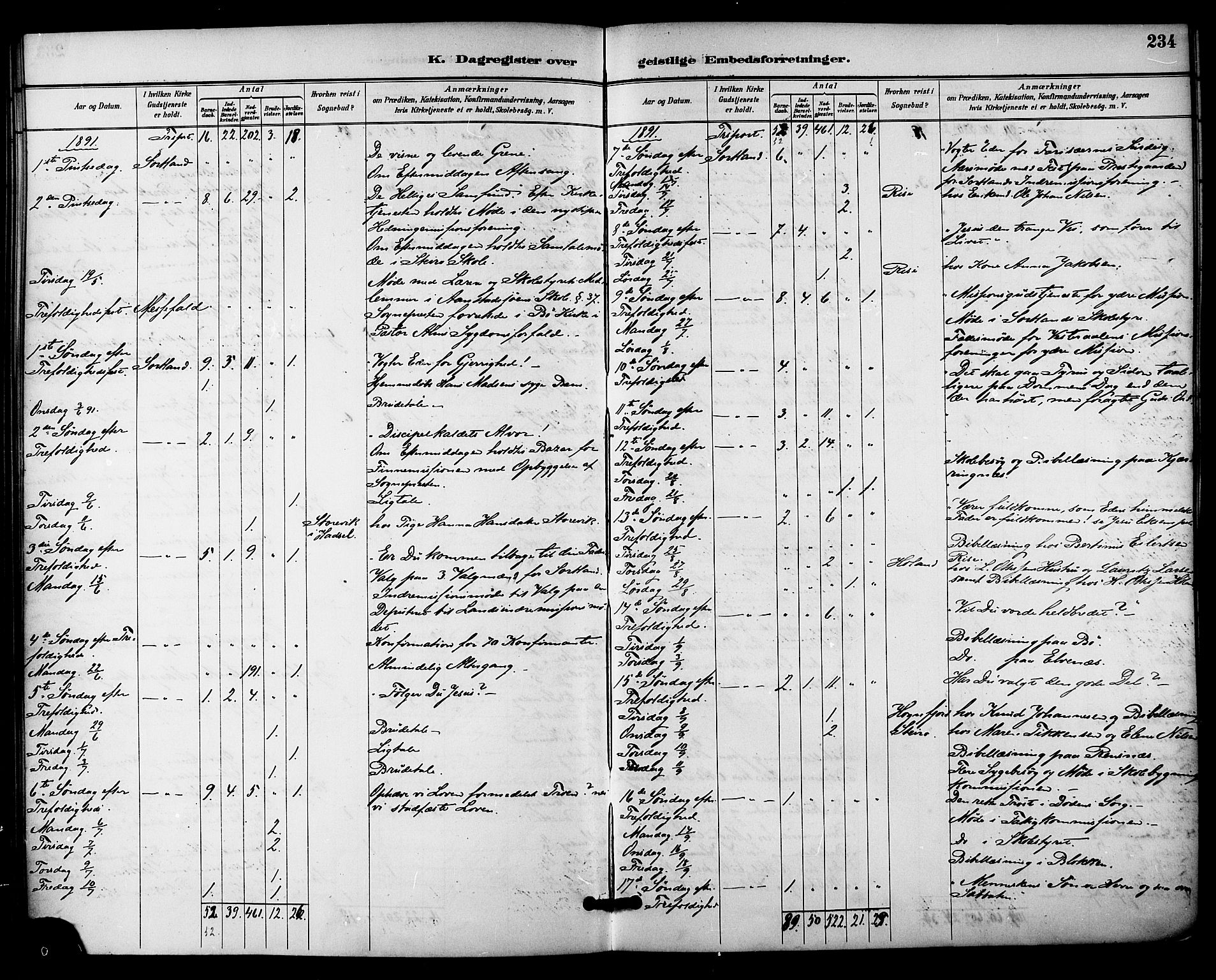 Ministerialprotokoller, klokkerbøker og fødselsregistre - Nordland, AV/SAT-A-1459/895/L1371: Ministerialbok nr. 895A06, 1885-1894, s. 234