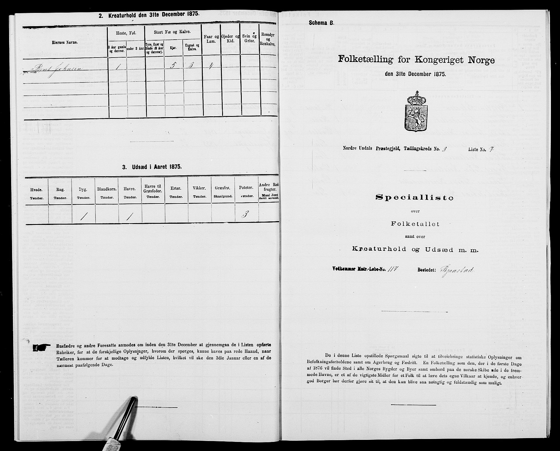 SAK, Folketelling 1875 for 1028P Nord-Audnedal prestegjeld, 1875, s. 263