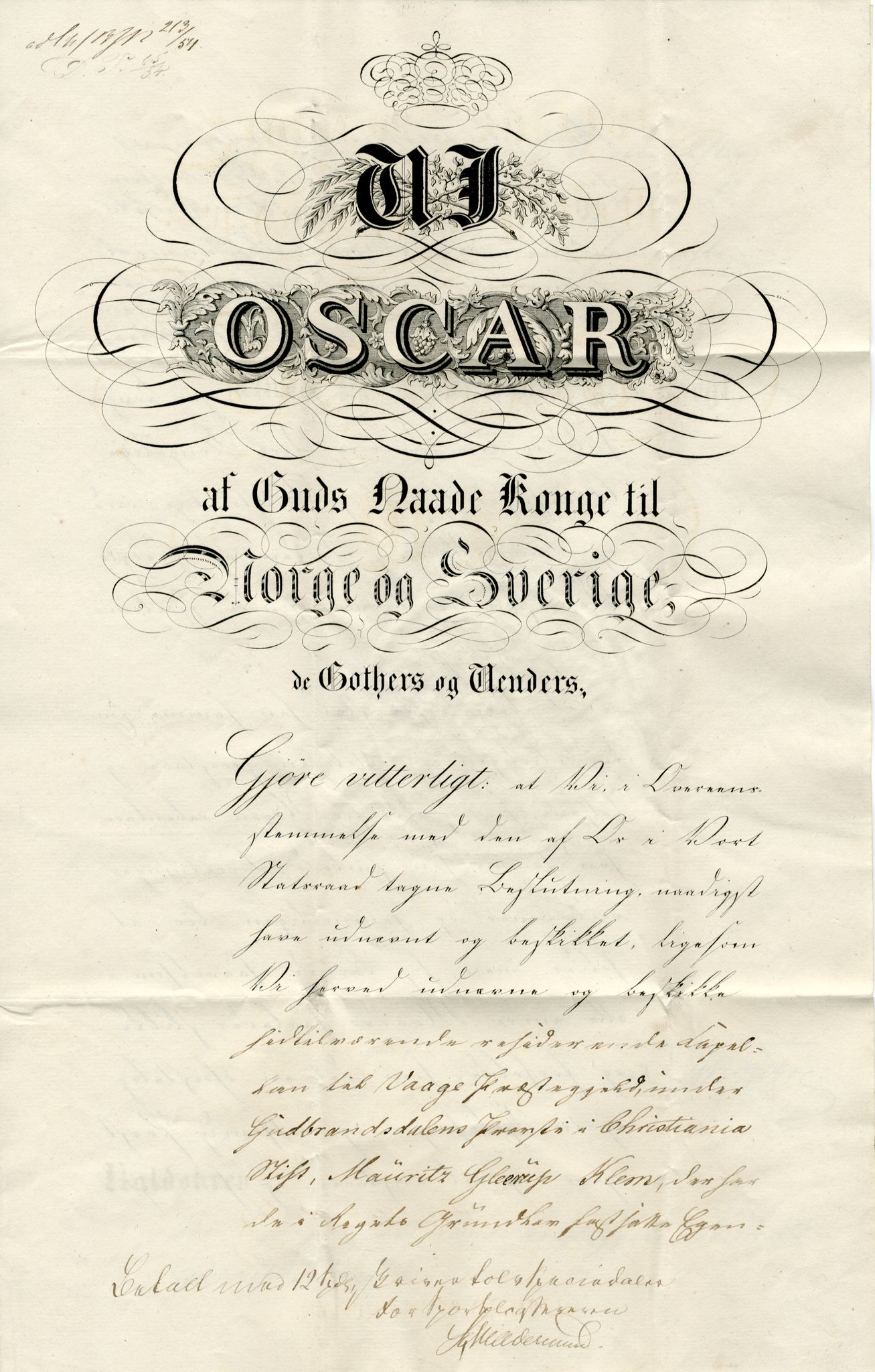 Byfogd Gottfried G. Klem, VLFK/A-1499/F/L0001/0001/0016: Ymse dokument knytt til kroninga av Kong Haakon og Dronning Maud i 1906 / Ymse dokument knytt til kroninga av Kong Haakon og Dronning Maud i 1906, 1847-1858