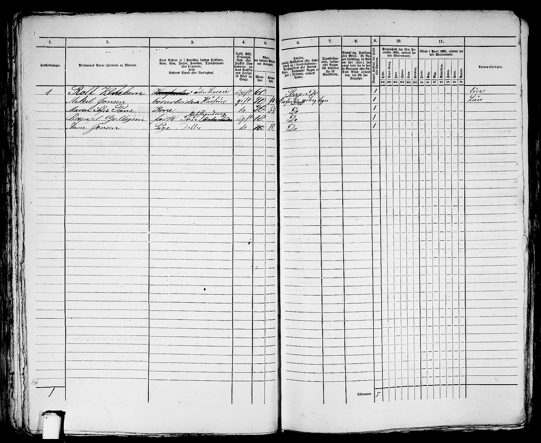 RA, Folketelling 1865 for 1301 Bergen kjøpstad, 1865, s. 5185