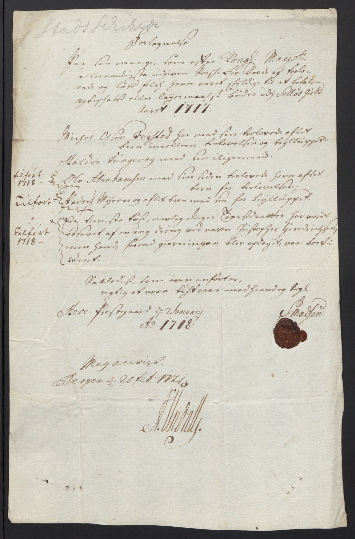 Rentekammeret inntil 1814, Reviderte regnskaper, Fogderegnskap, AV/RA-EA-4092/R53/L3441: Fogderegnskap Sunn- og Nordfjord, 1717-1718, s. 121