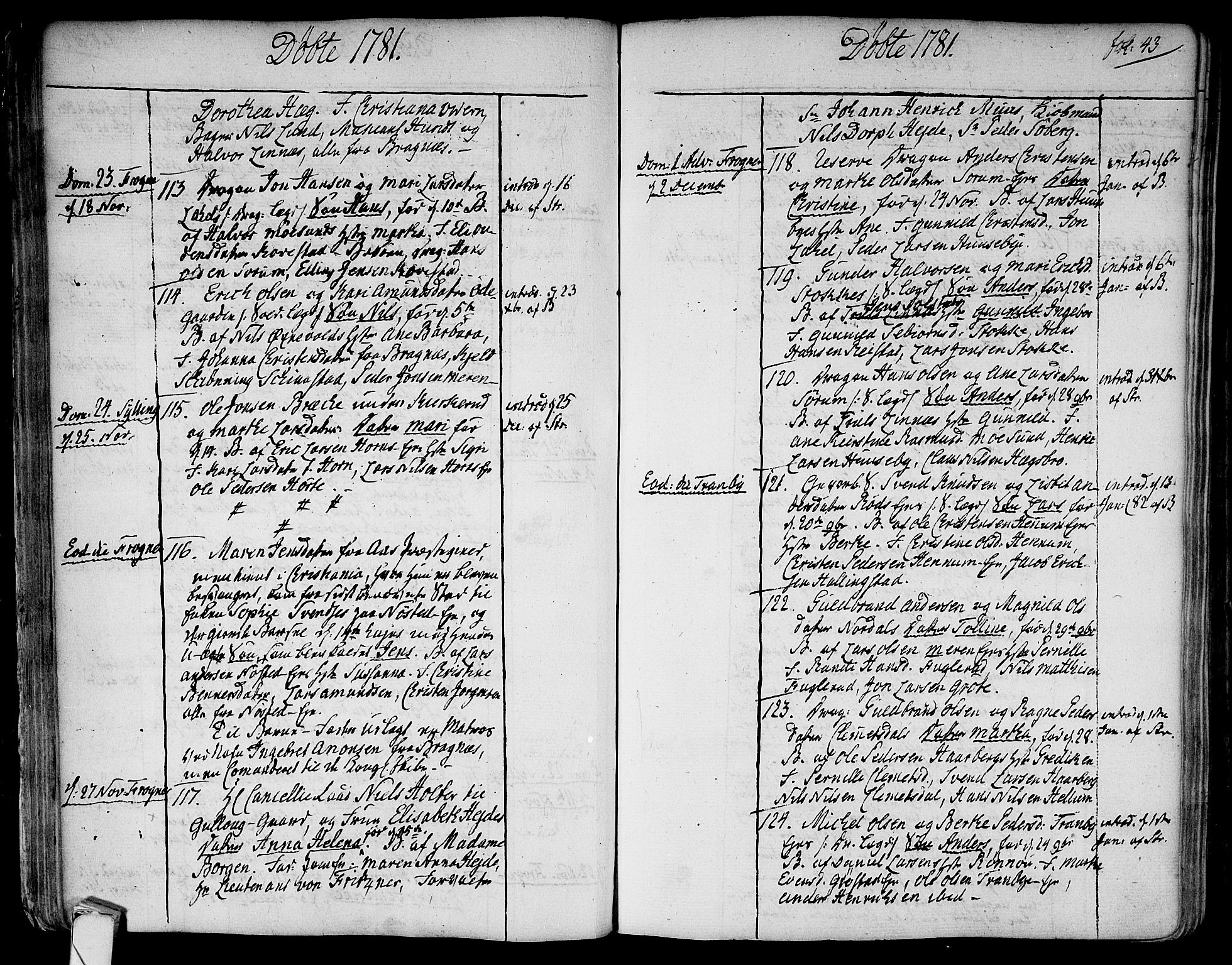 Lier kirkebøker, SAKO/A-230/F/Fa/L0006: Ministerialbok nr. I 6, 1777-1794, s. 43